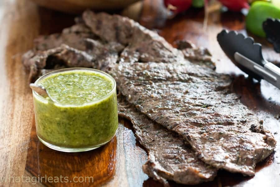 steak with cilantro garlic sauce