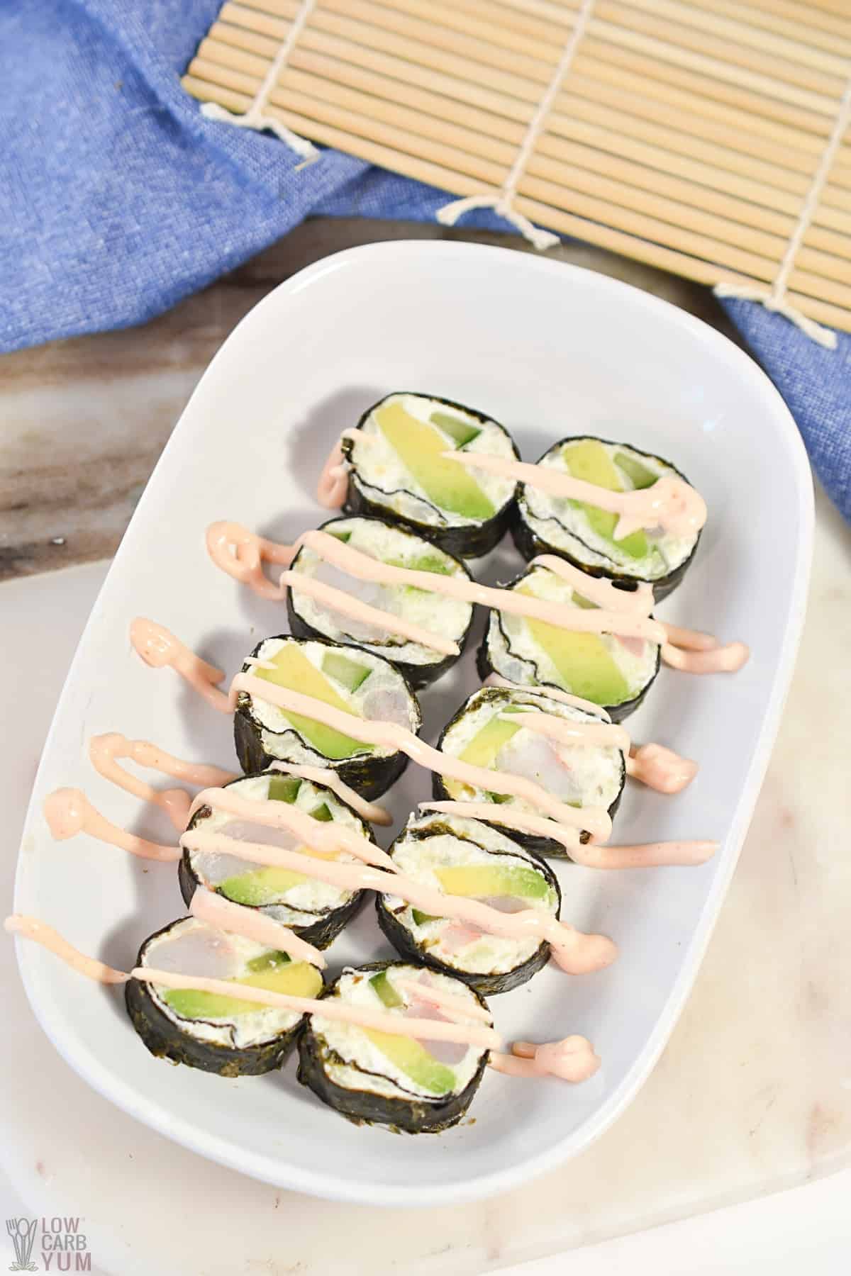 keto sushi on platter