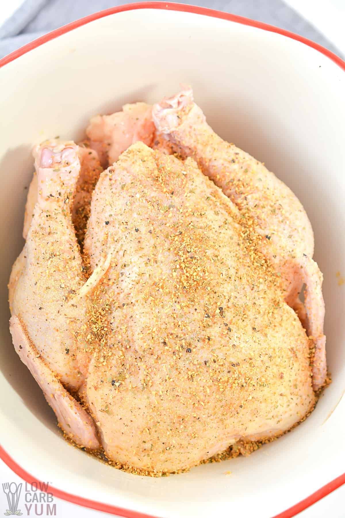 poultry seasoning rubbed over chicken for air fryer cooking