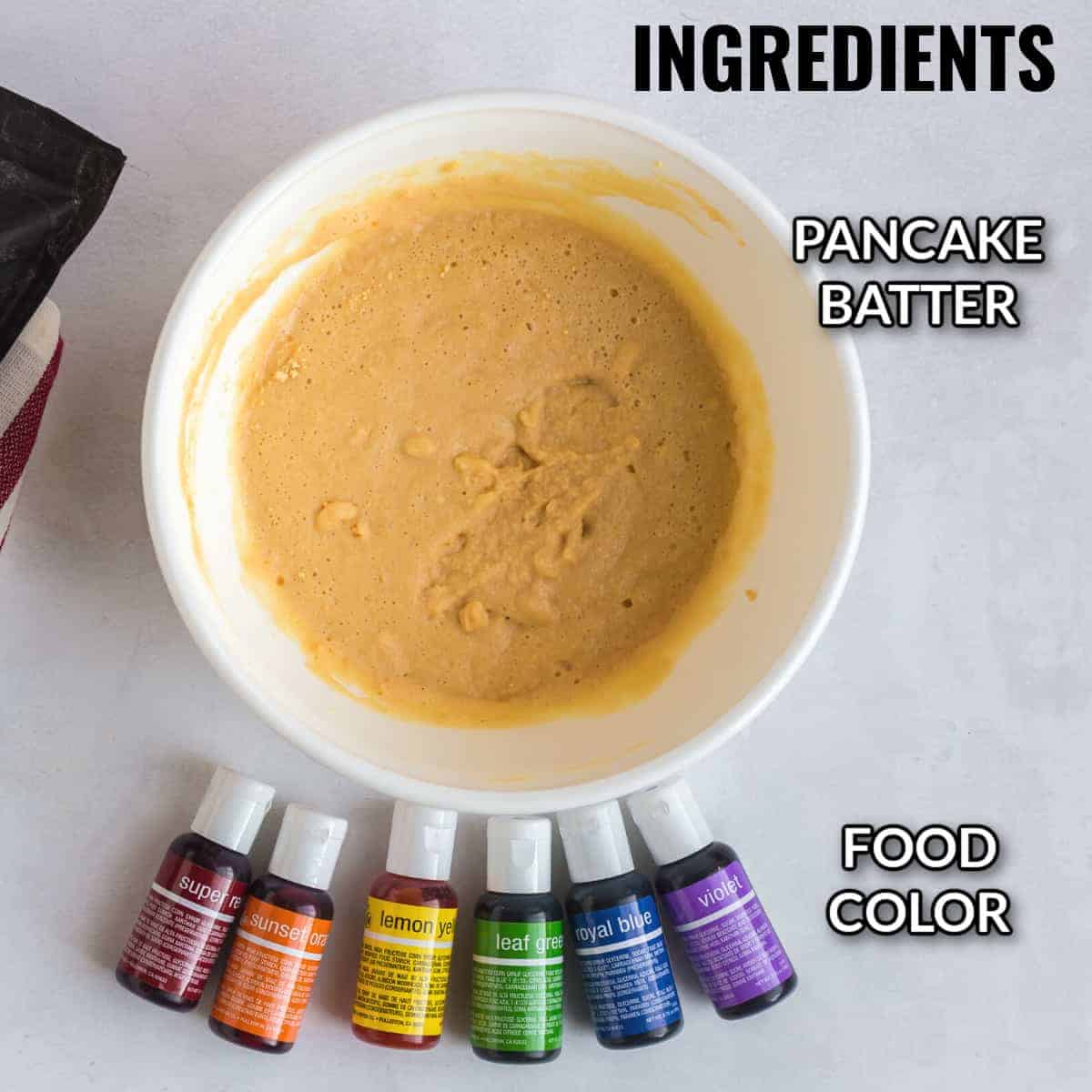 ingredients for rainbow pancakes