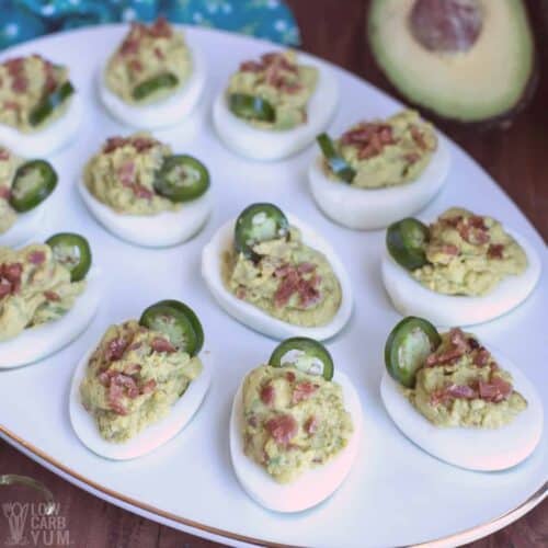 Spicy Keto Deviled Eggs Without Mayo - Low Carb Yum