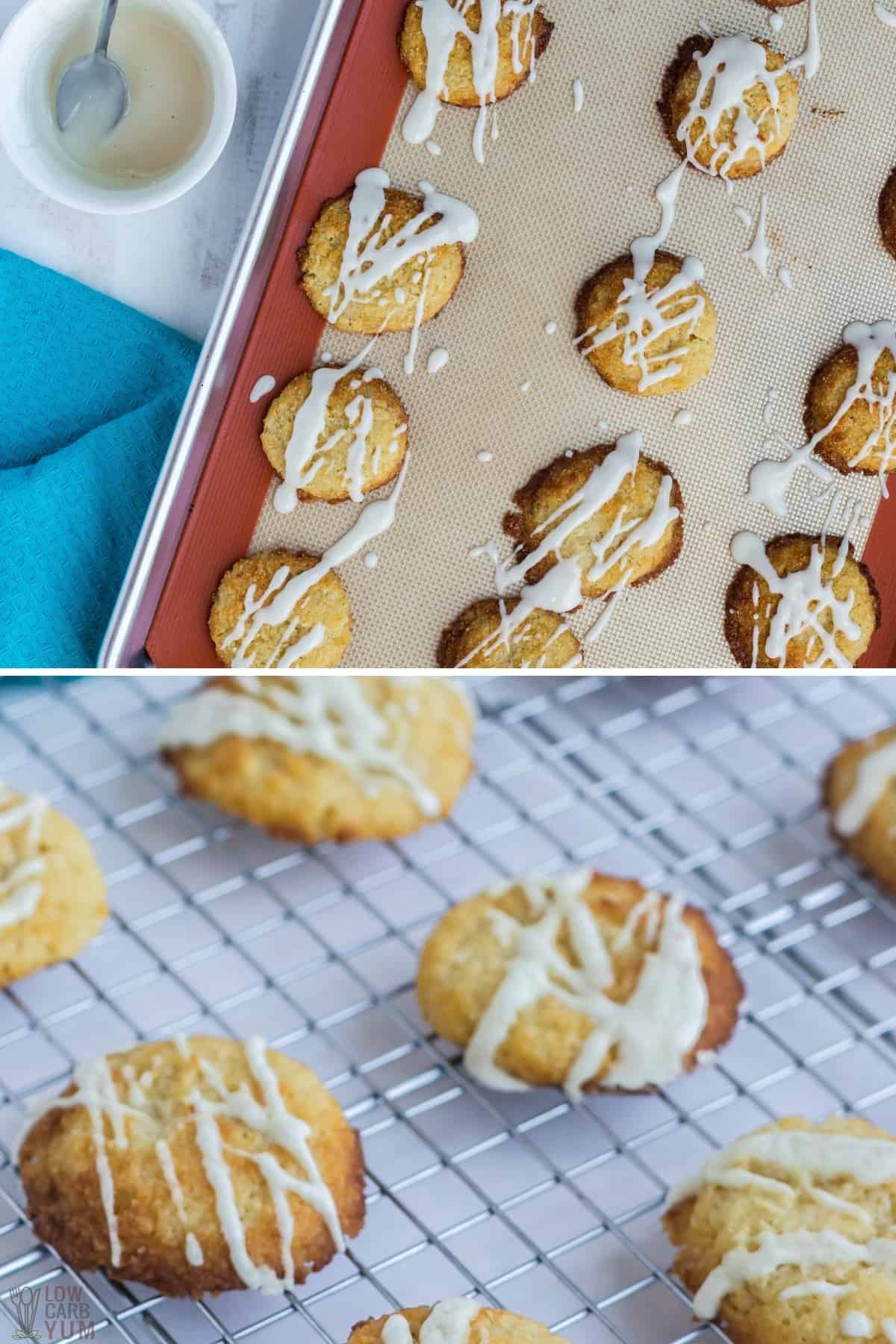 glazing the almond ricotta cheese cookies