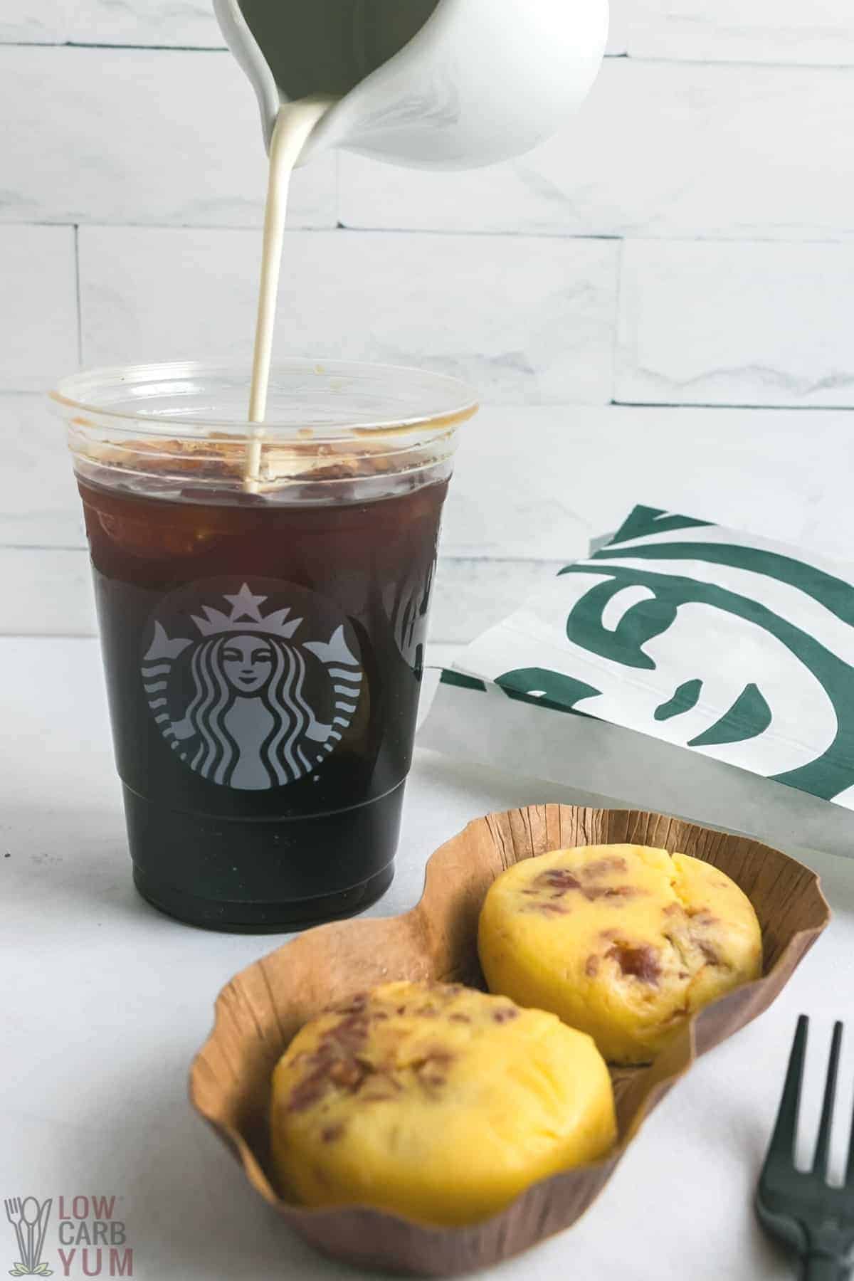 keto starbucks coffee drink with food