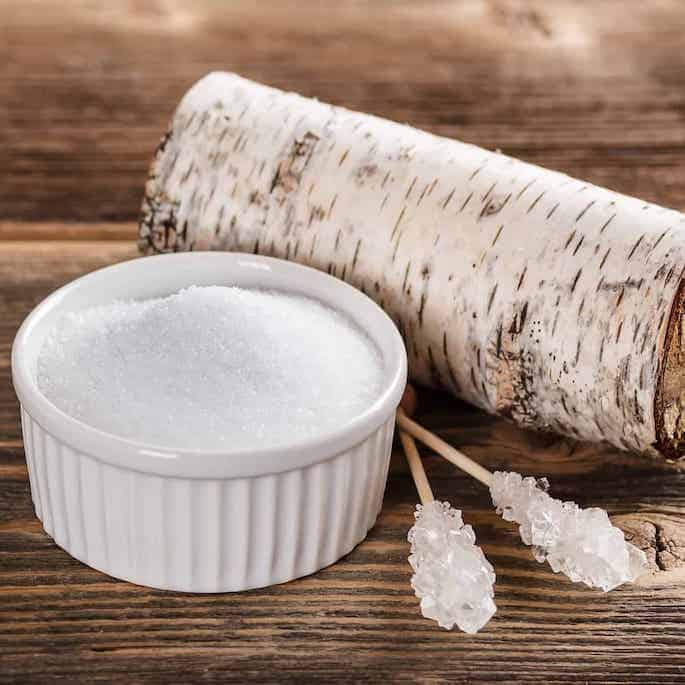 xylitol sweetener with rock candy and birch bark