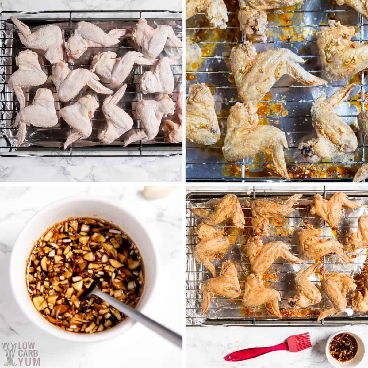 recipe steps for baking and basting wings