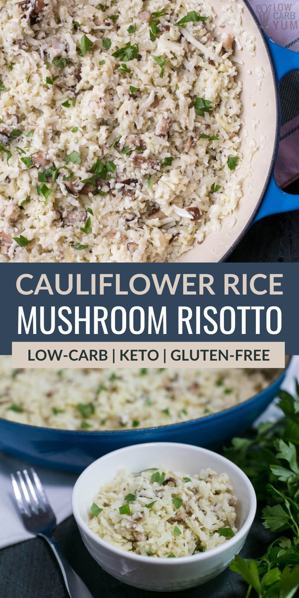 cauliflower rice mushroom risotto Pinterest image