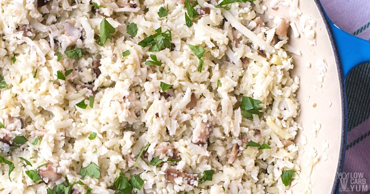 Easy Mushroom Cauliflower Rice Risotto (Vegan) Low Carb Yum