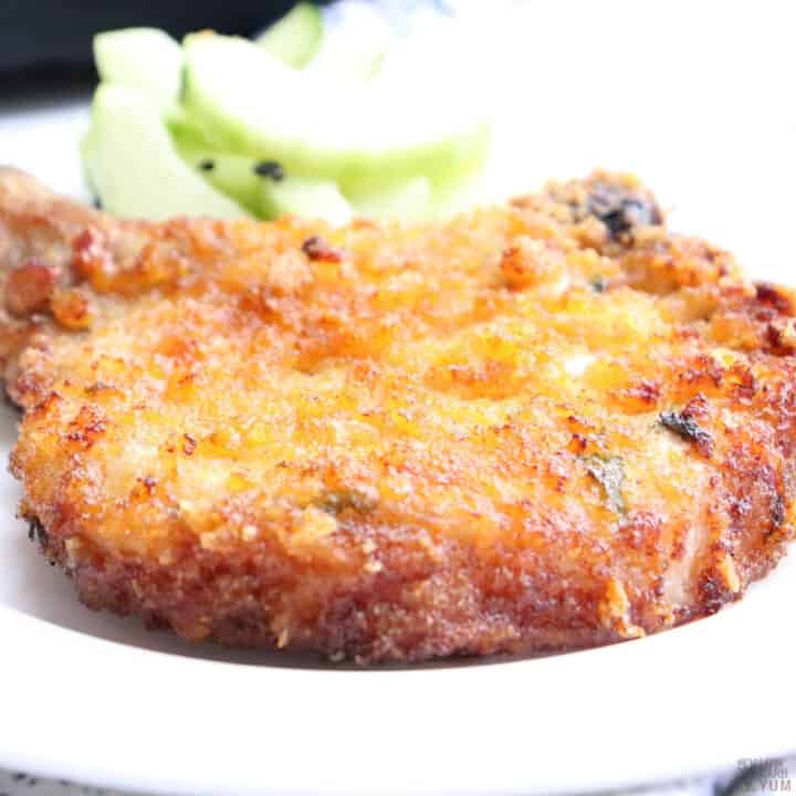 Keto Air Fryer BoneIn Pork Chops Made With Pork Rinds Low Carb Yum