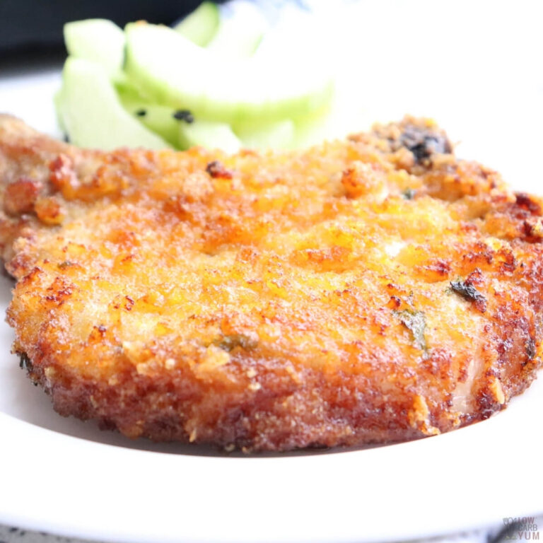 Keto Air Fryer BoneIn Pork Chops Made With Pork Rinds Low Carb Yum