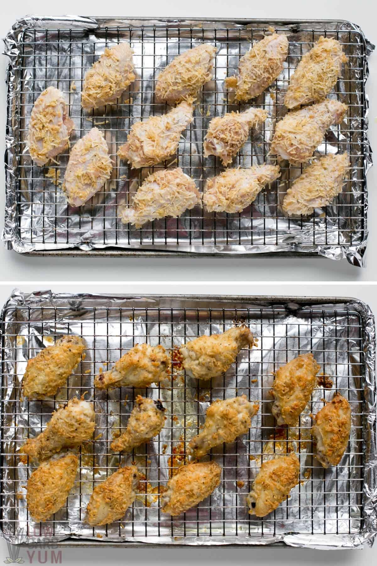baking the coated chicken wings
