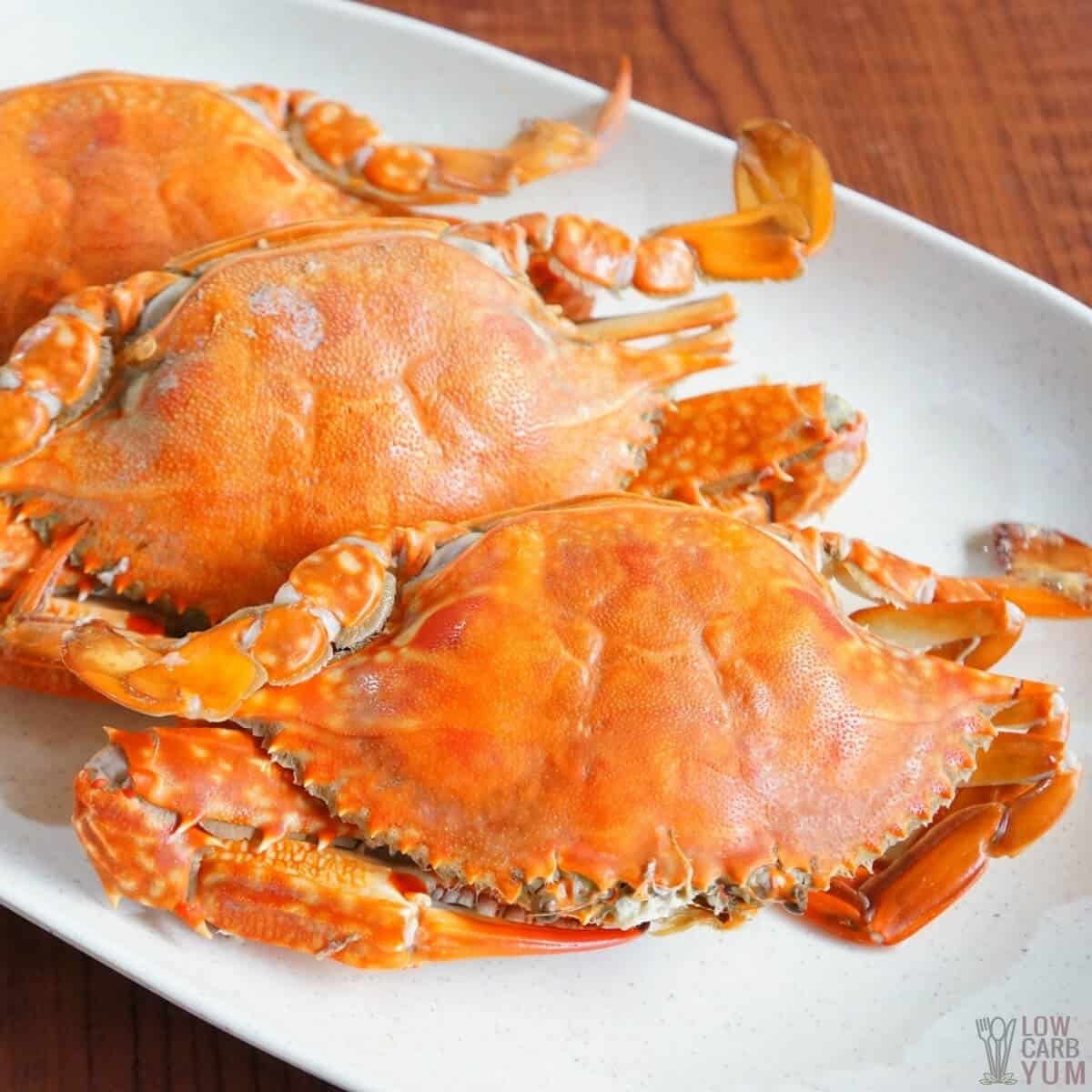 boiled crabs on platter