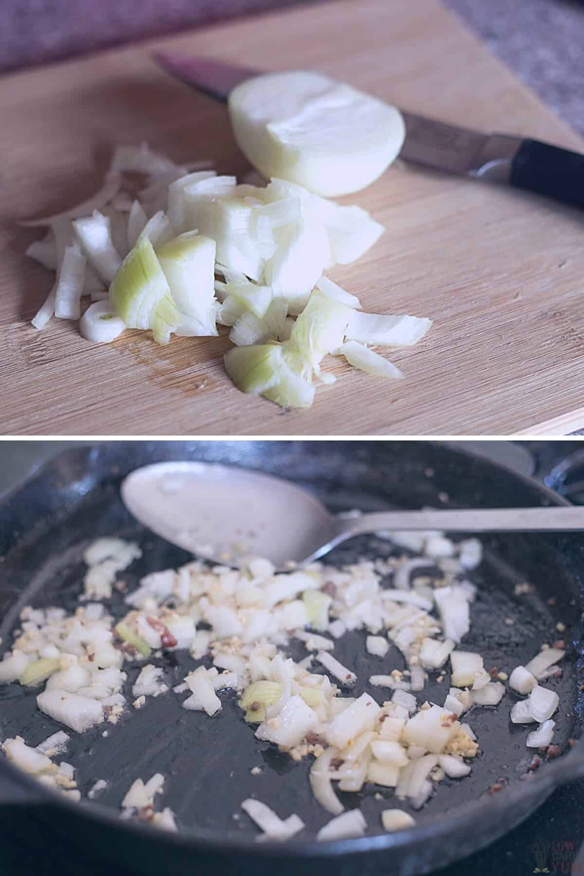 preparing garlic and onion
