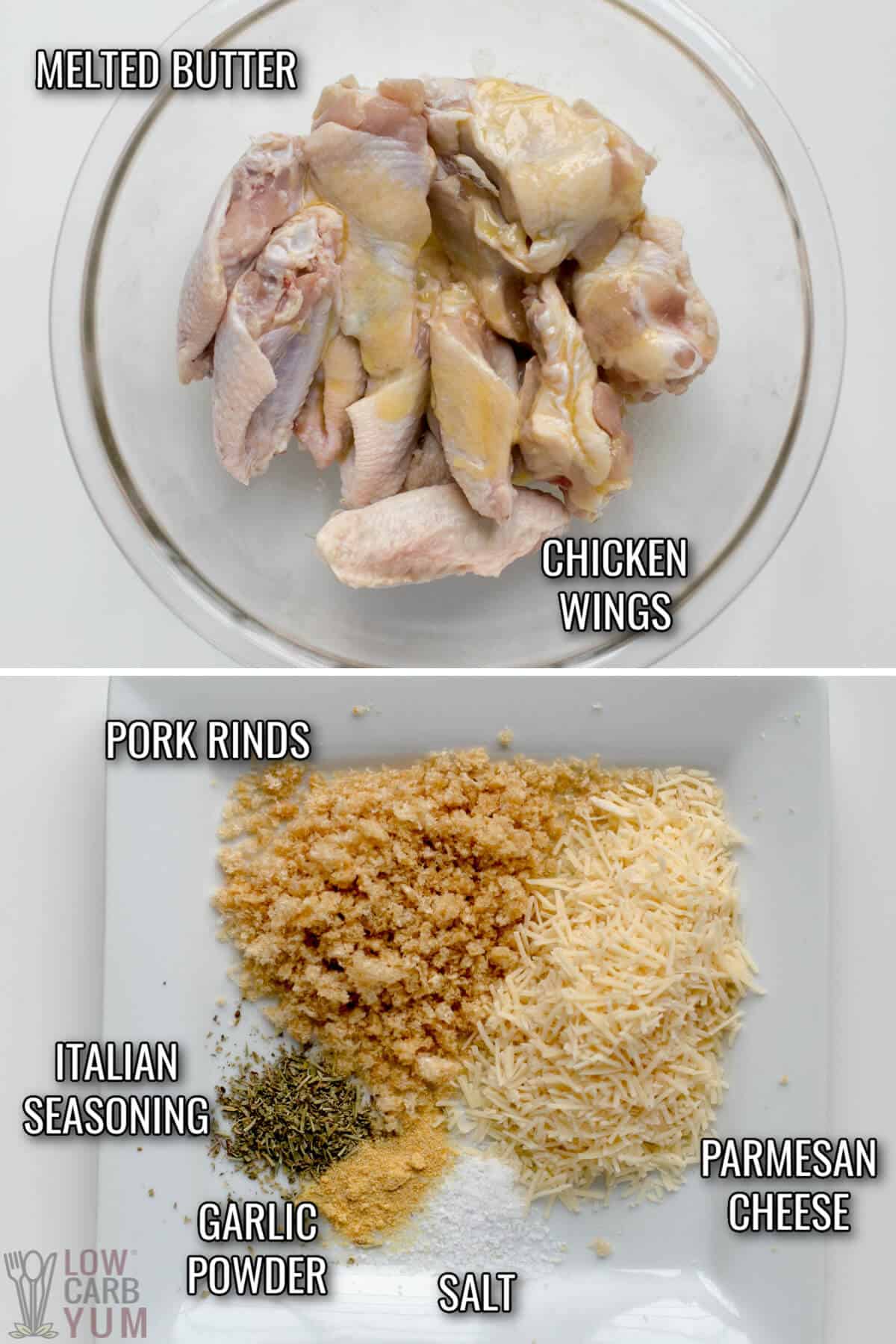 ingredients for garlic parmesan chicken wings recipe