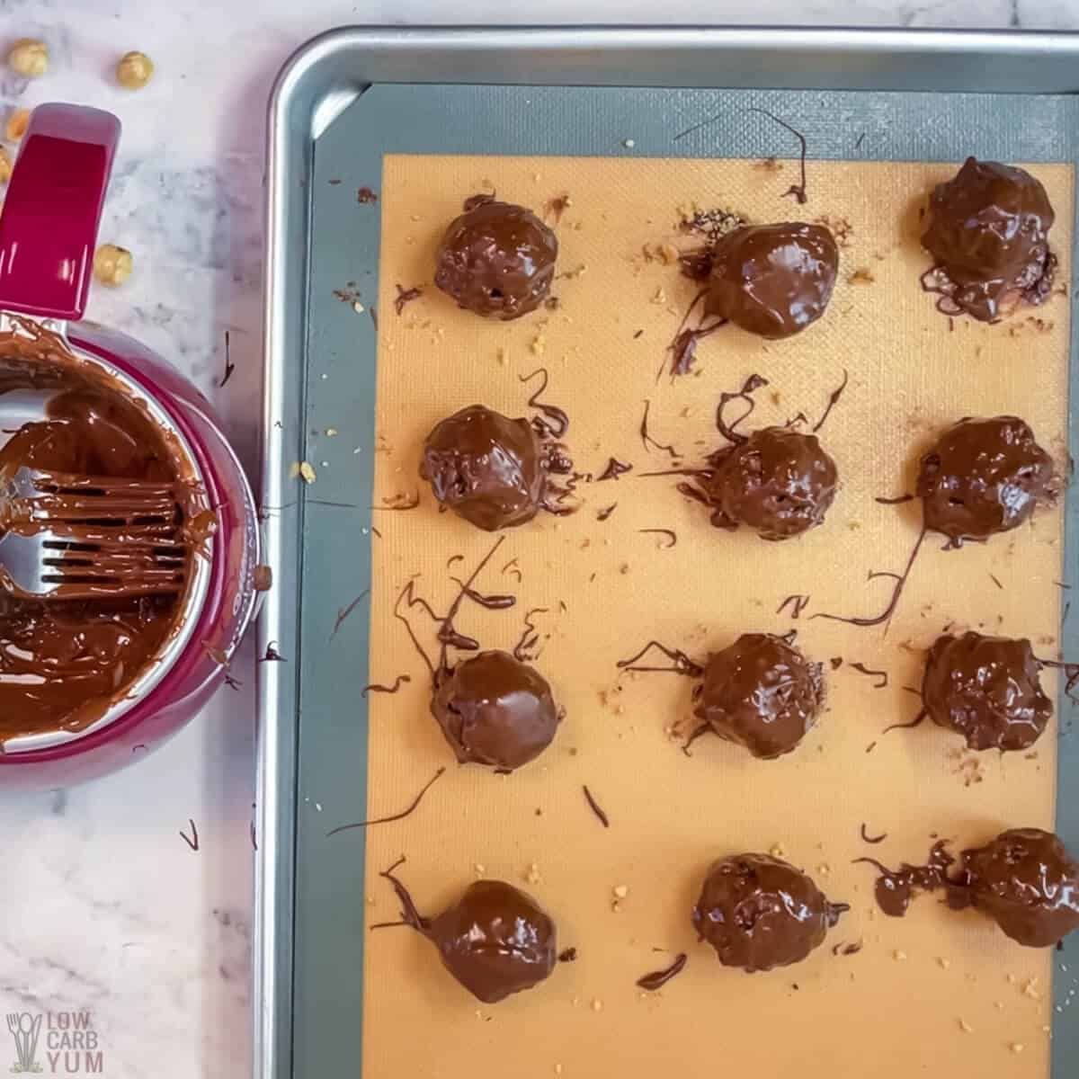 balls coated in melted milk chocolate