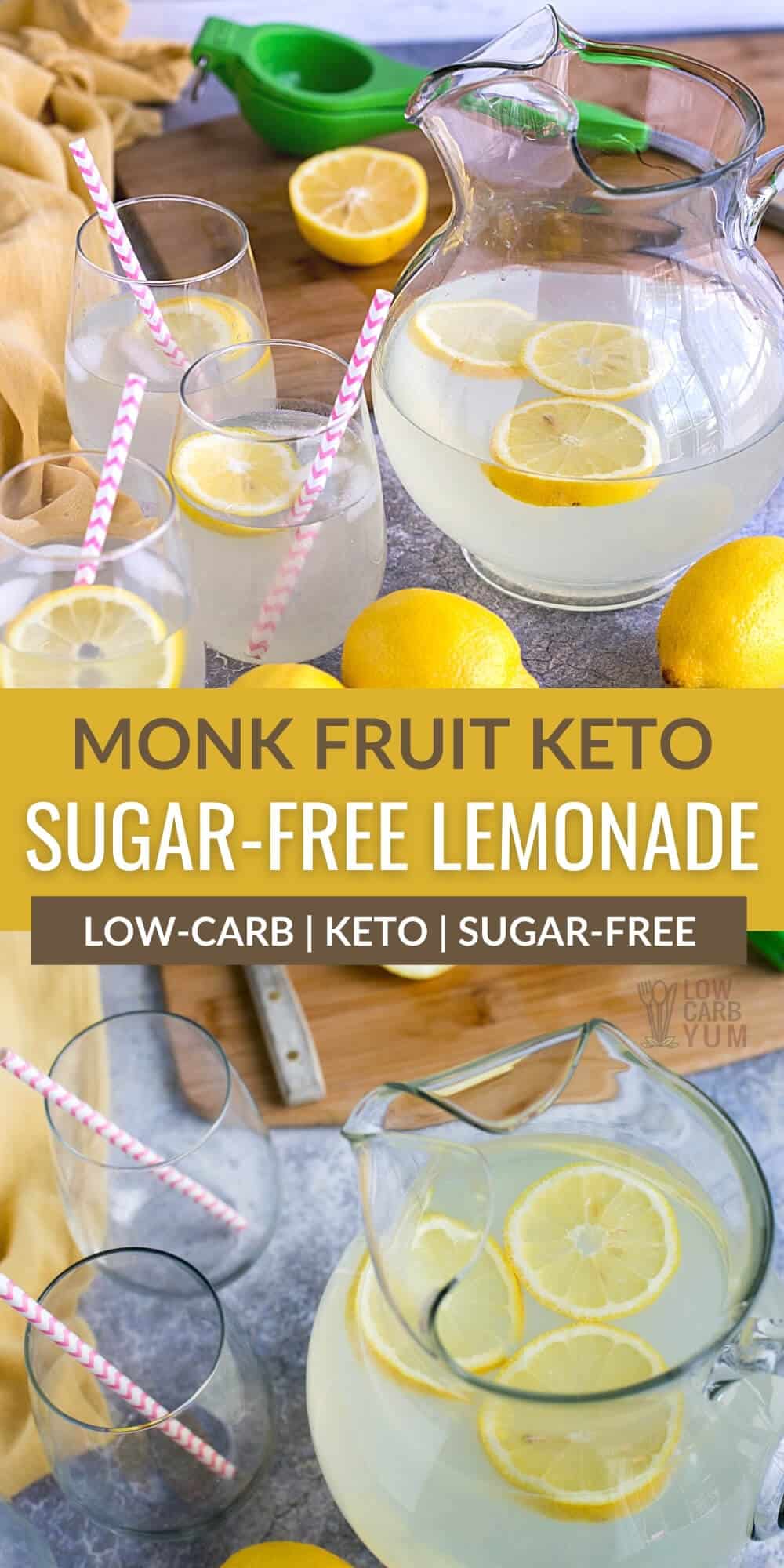 monk fruit sugar-free lemonade Pinterest image