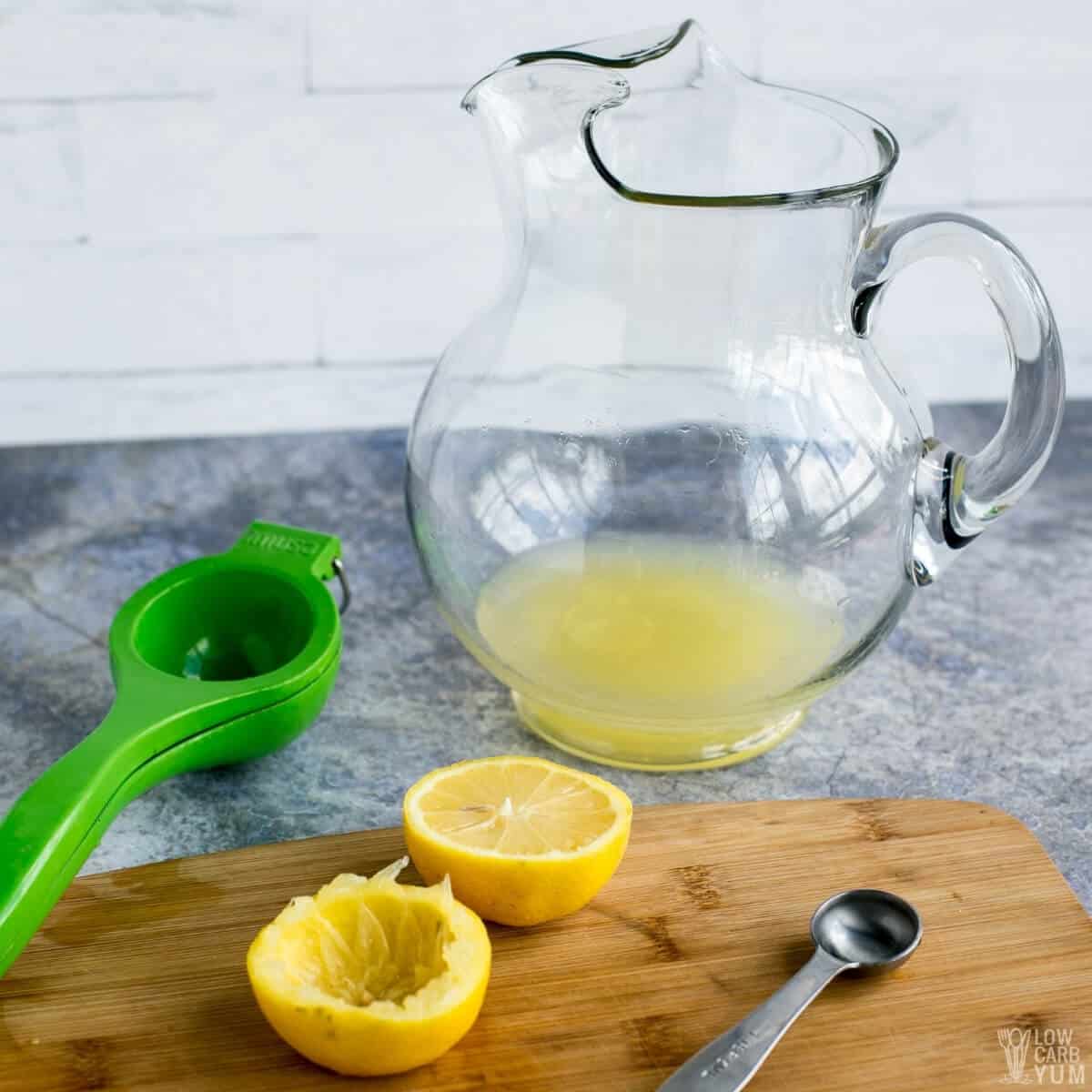 monk fruit lemonade concentrate in pitcher