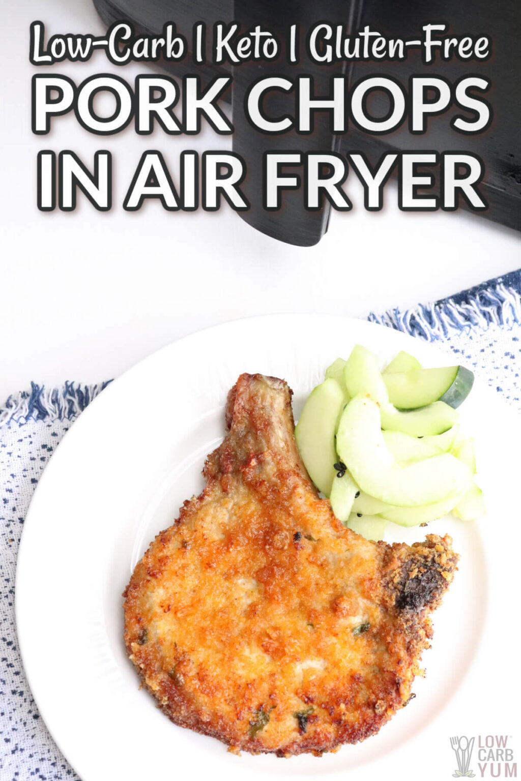 Keto Air Fryer BoneIn Pork Chops Made With Pork Rinds Low Carb Yum