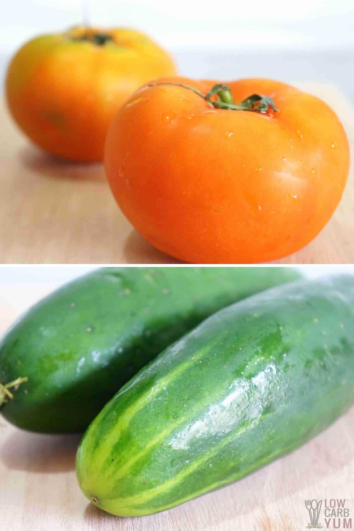 tomatoes and cucumber