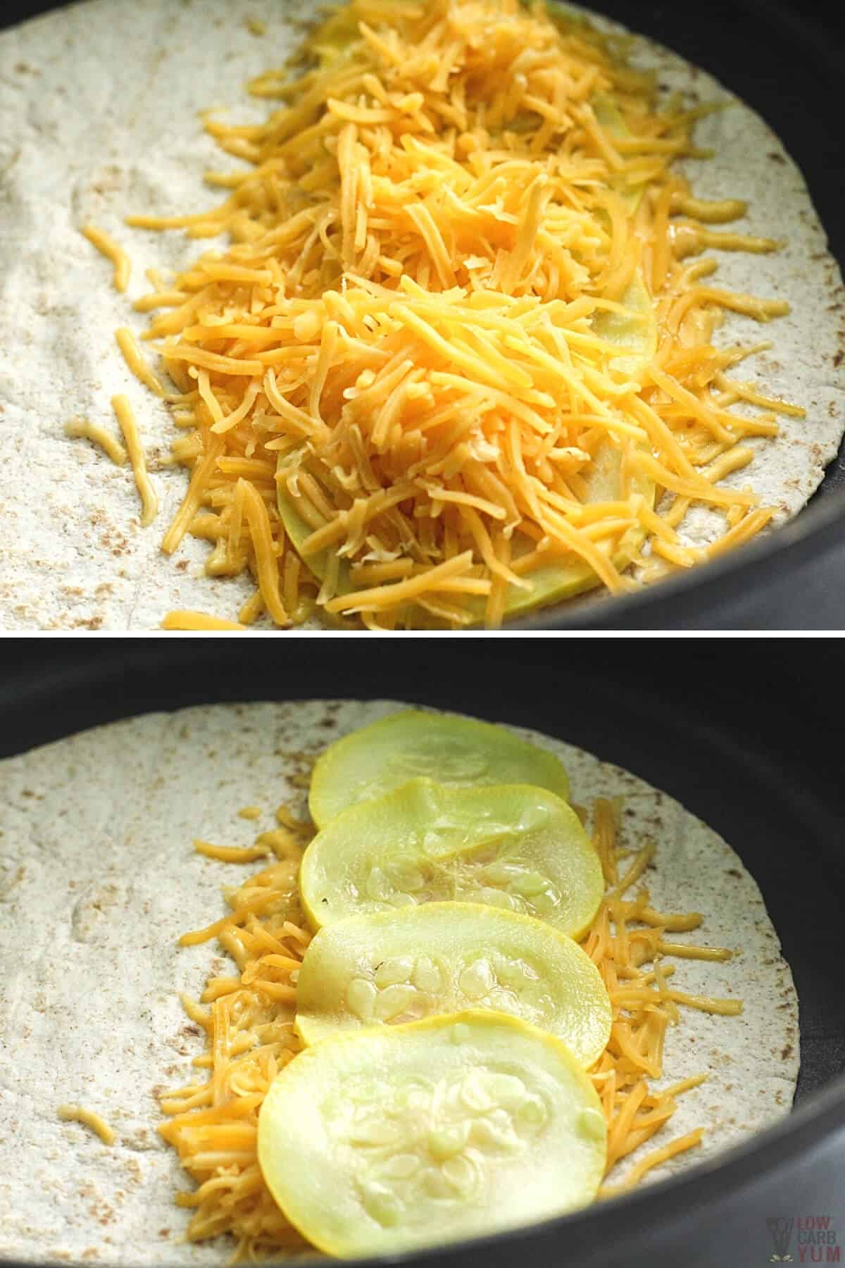 cheese and squash in a tortilla