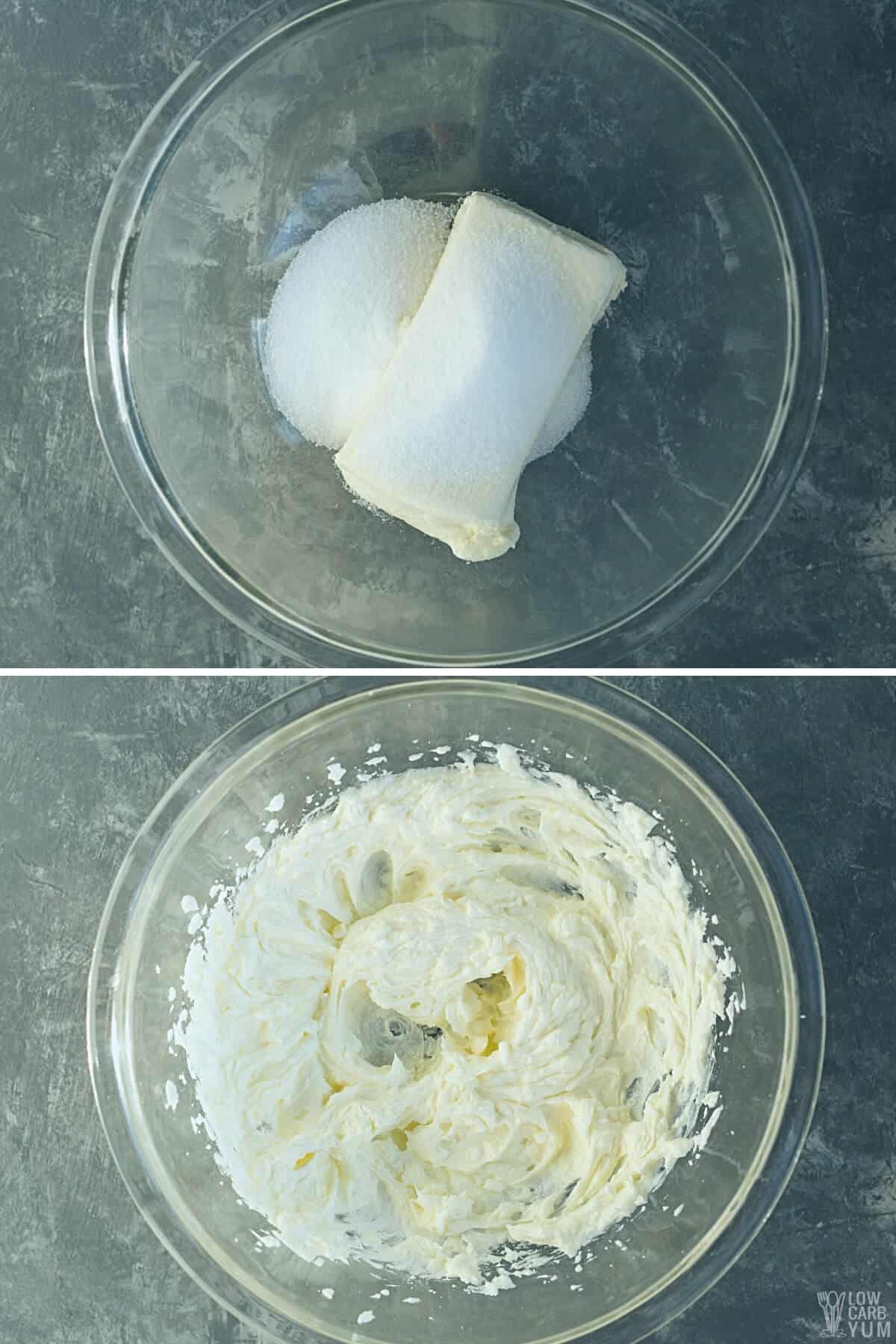 blending cream cheese and sweetener