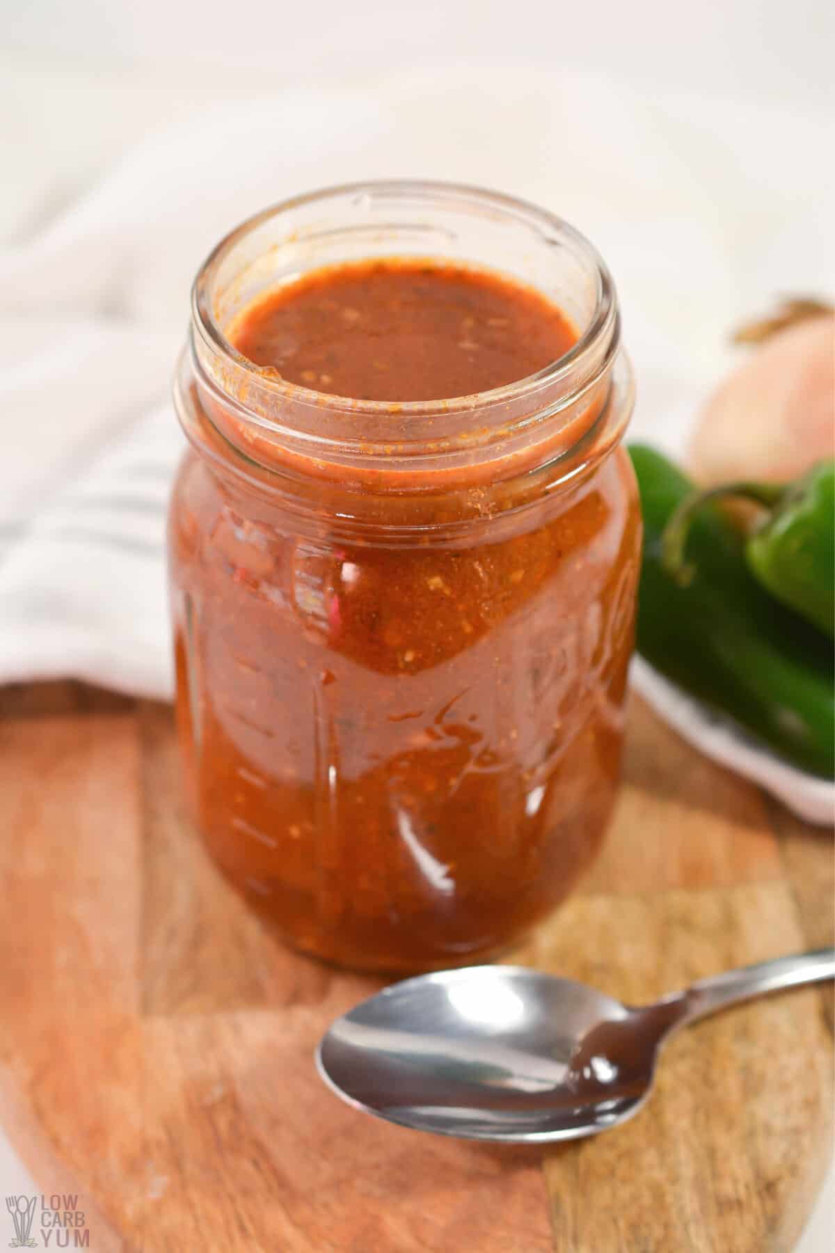 enchilada sauce in mason jar