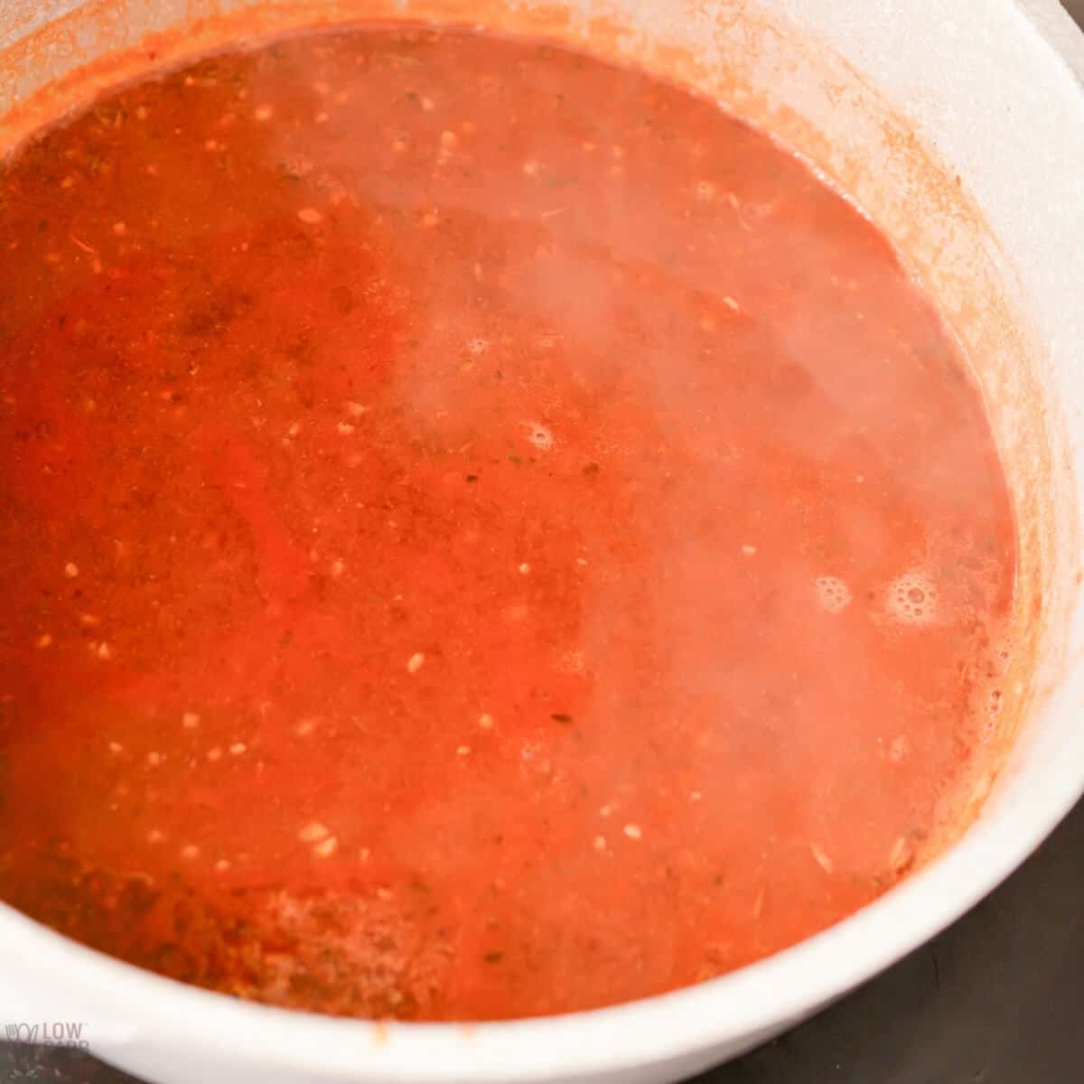 enchilada sauce in pot