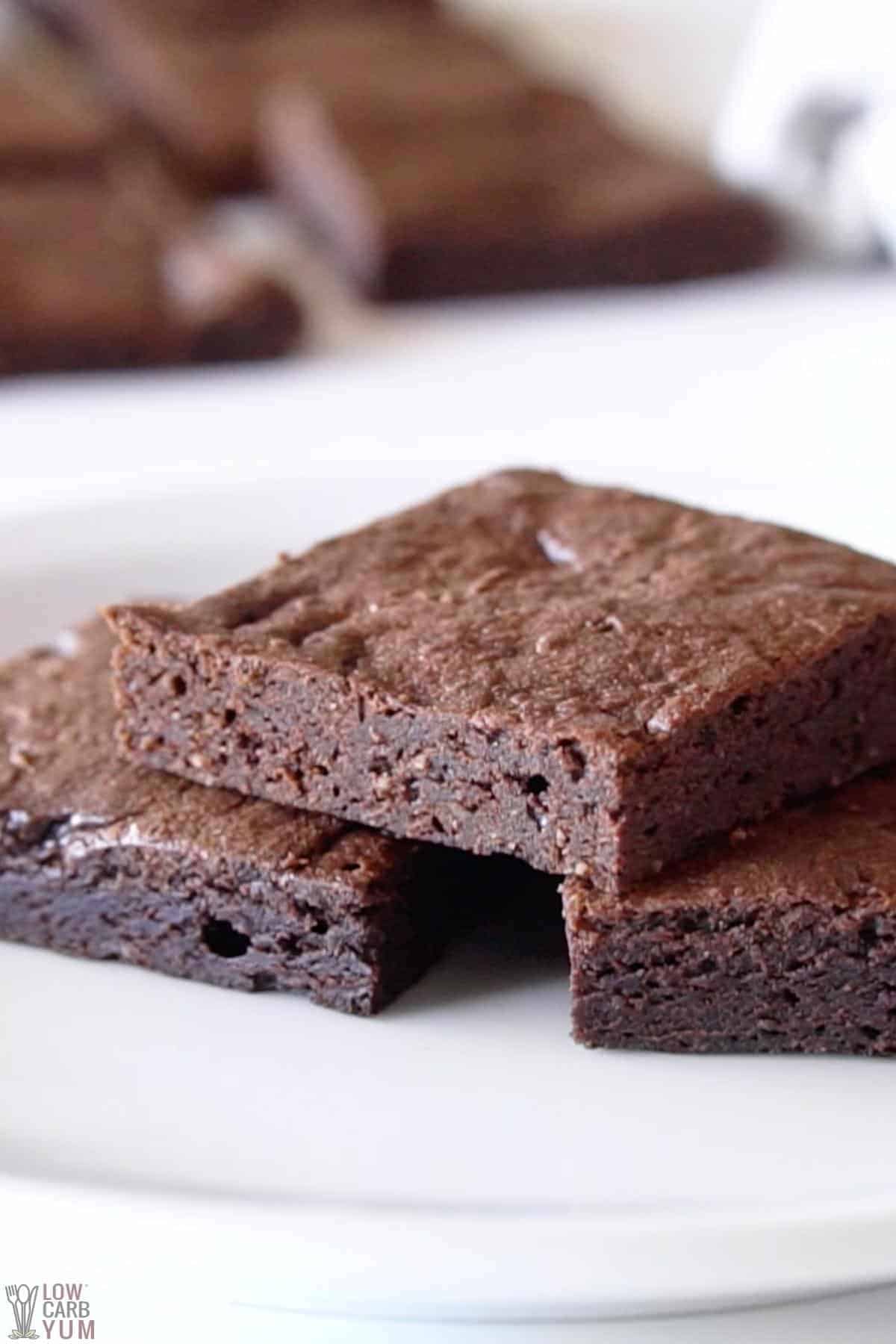 keto brownies on white plate.