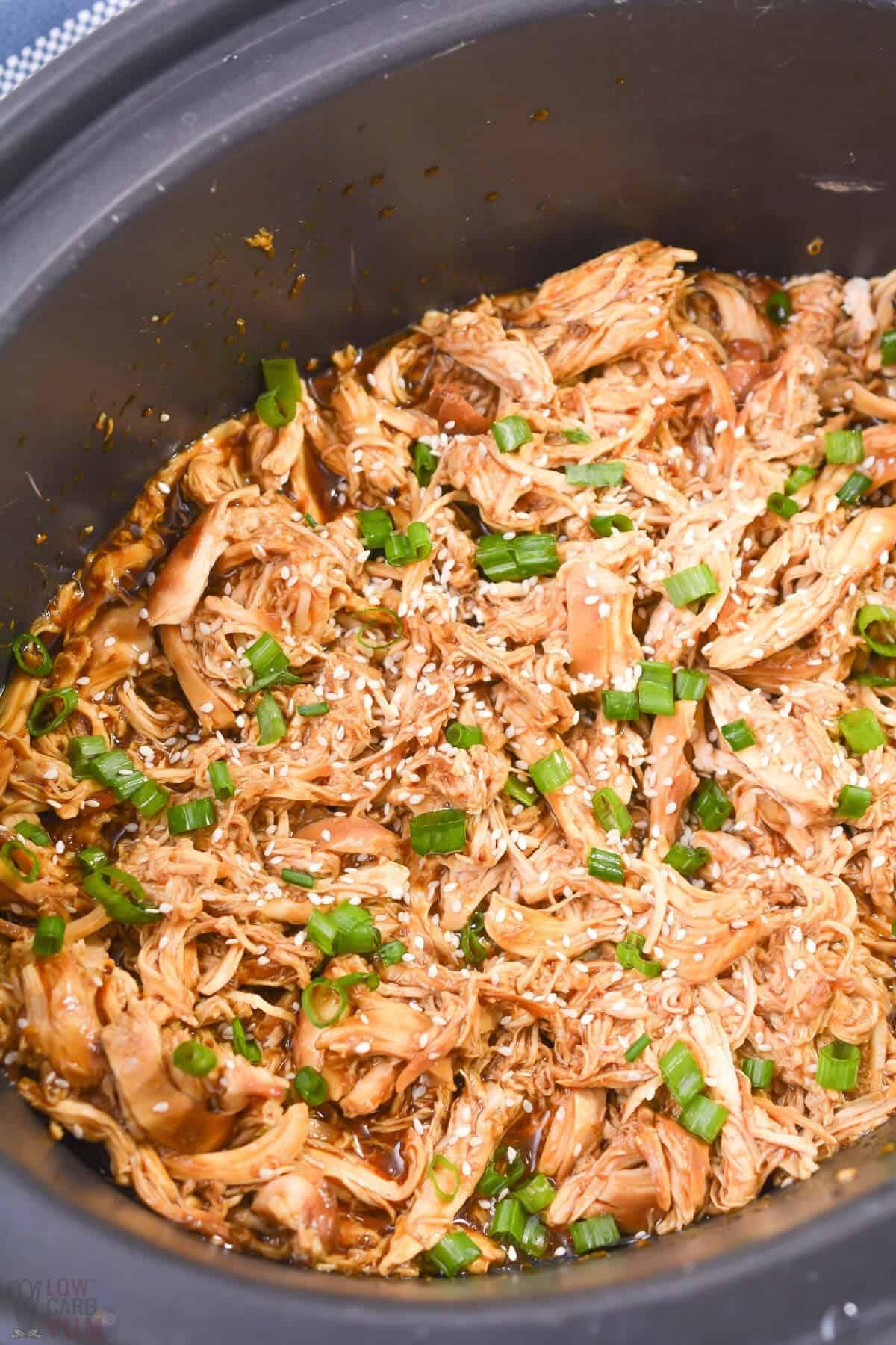 shredded teriyaki chicken in crock pot