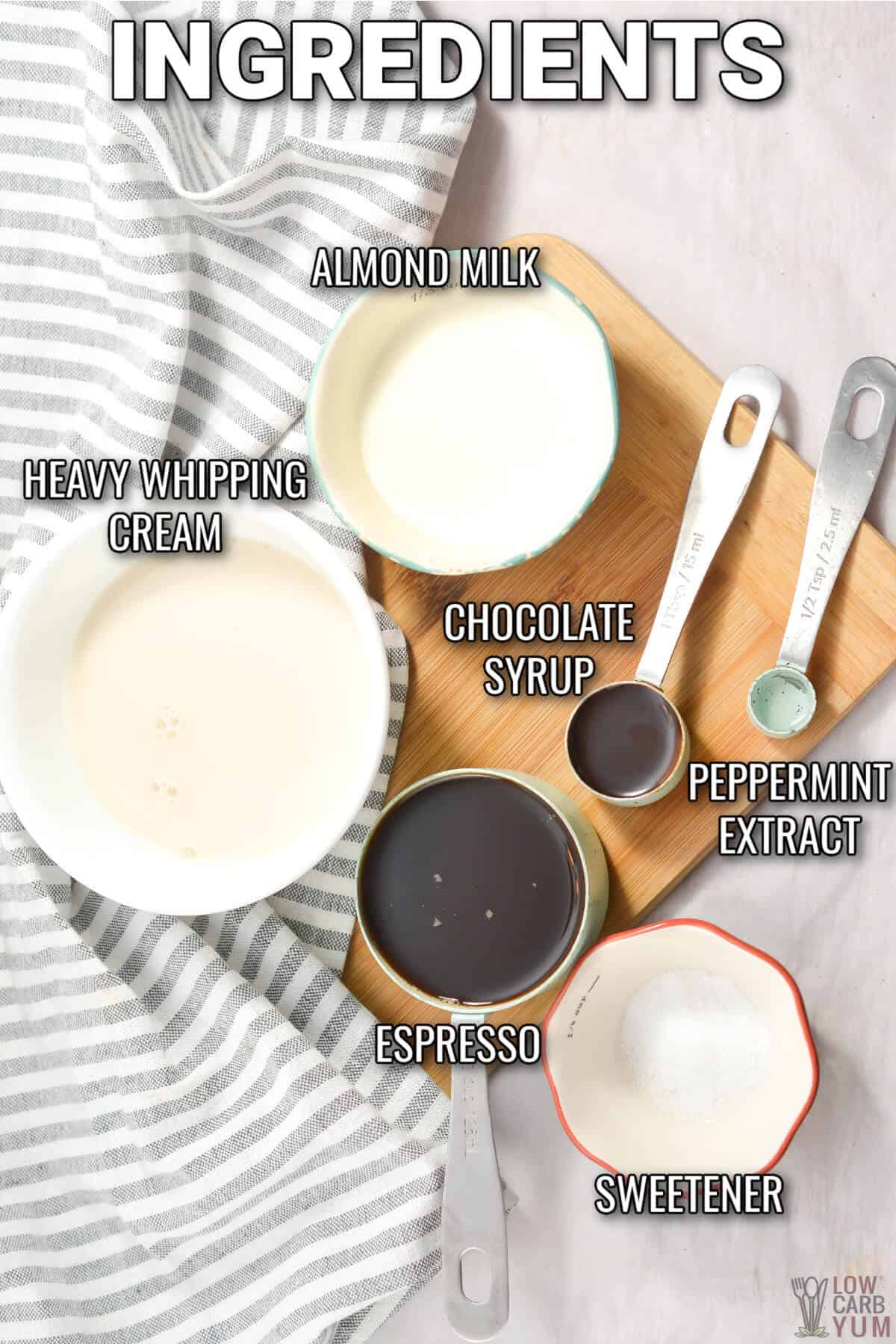 ingredients for hot chocolate coffee drink