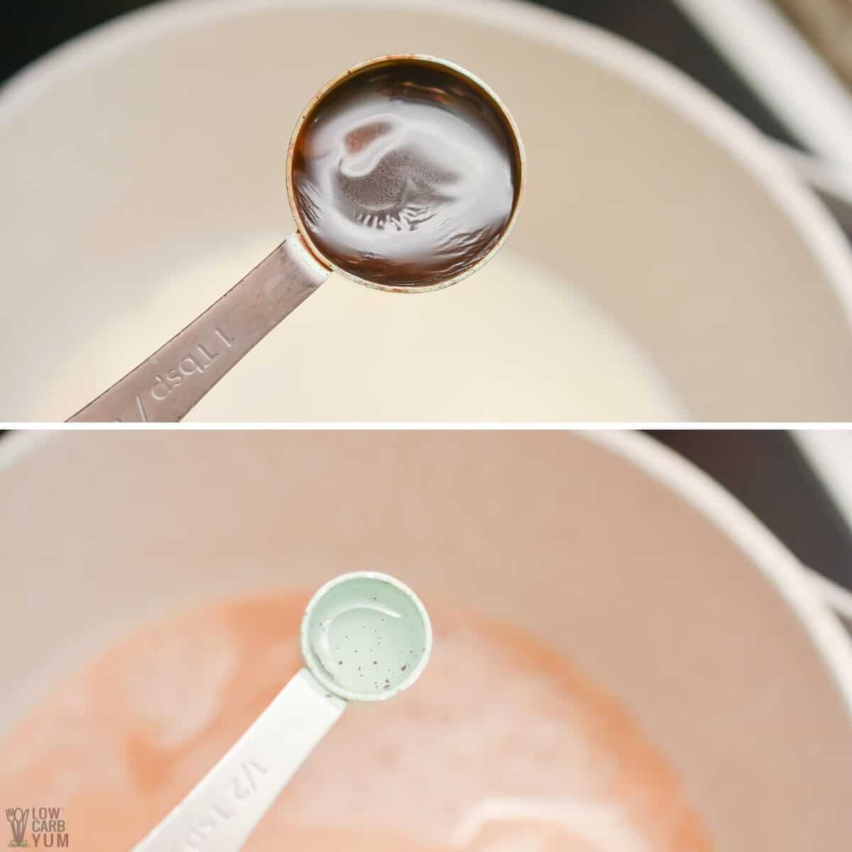 adding espresso and peppermint to latte