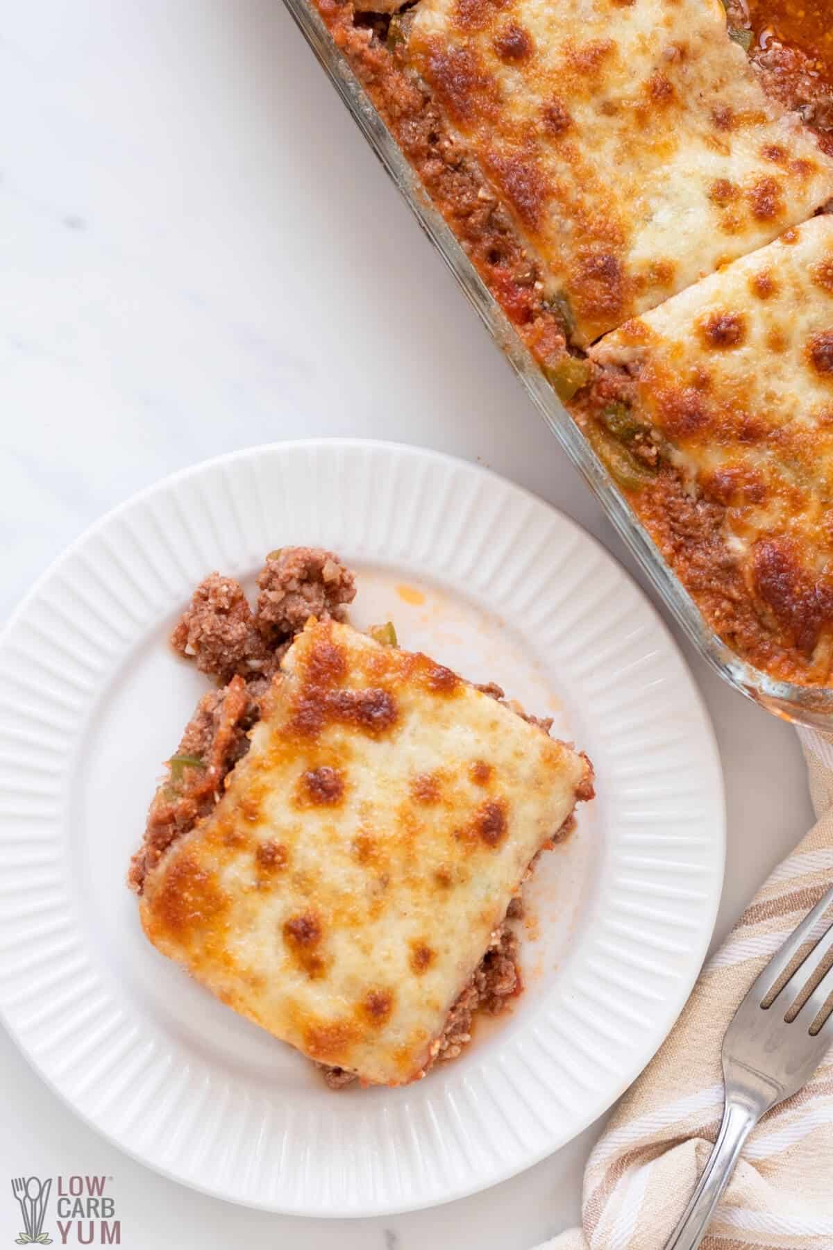 keto unstuffed pepper casserole on a white plate