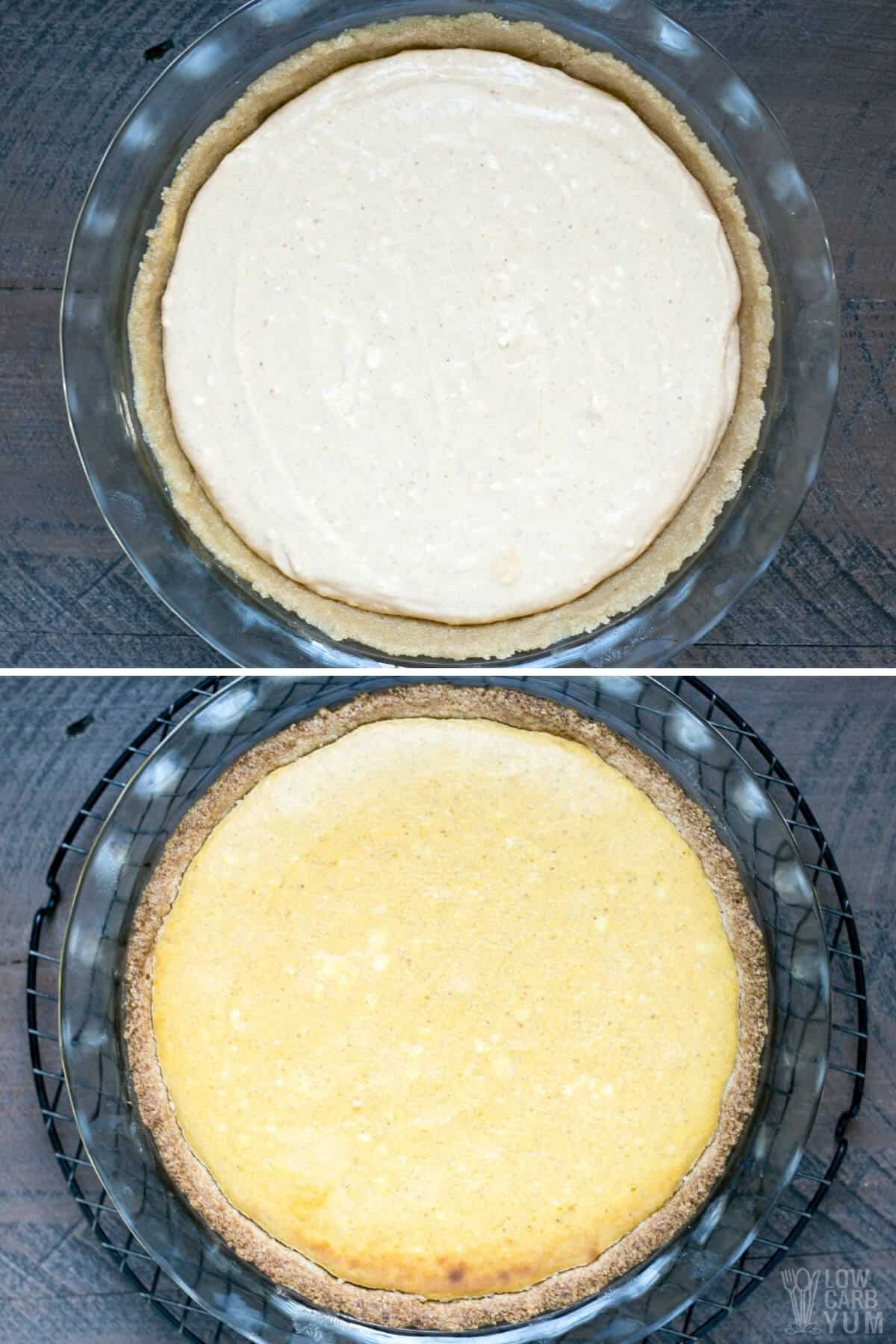 baking the cheesecake pie