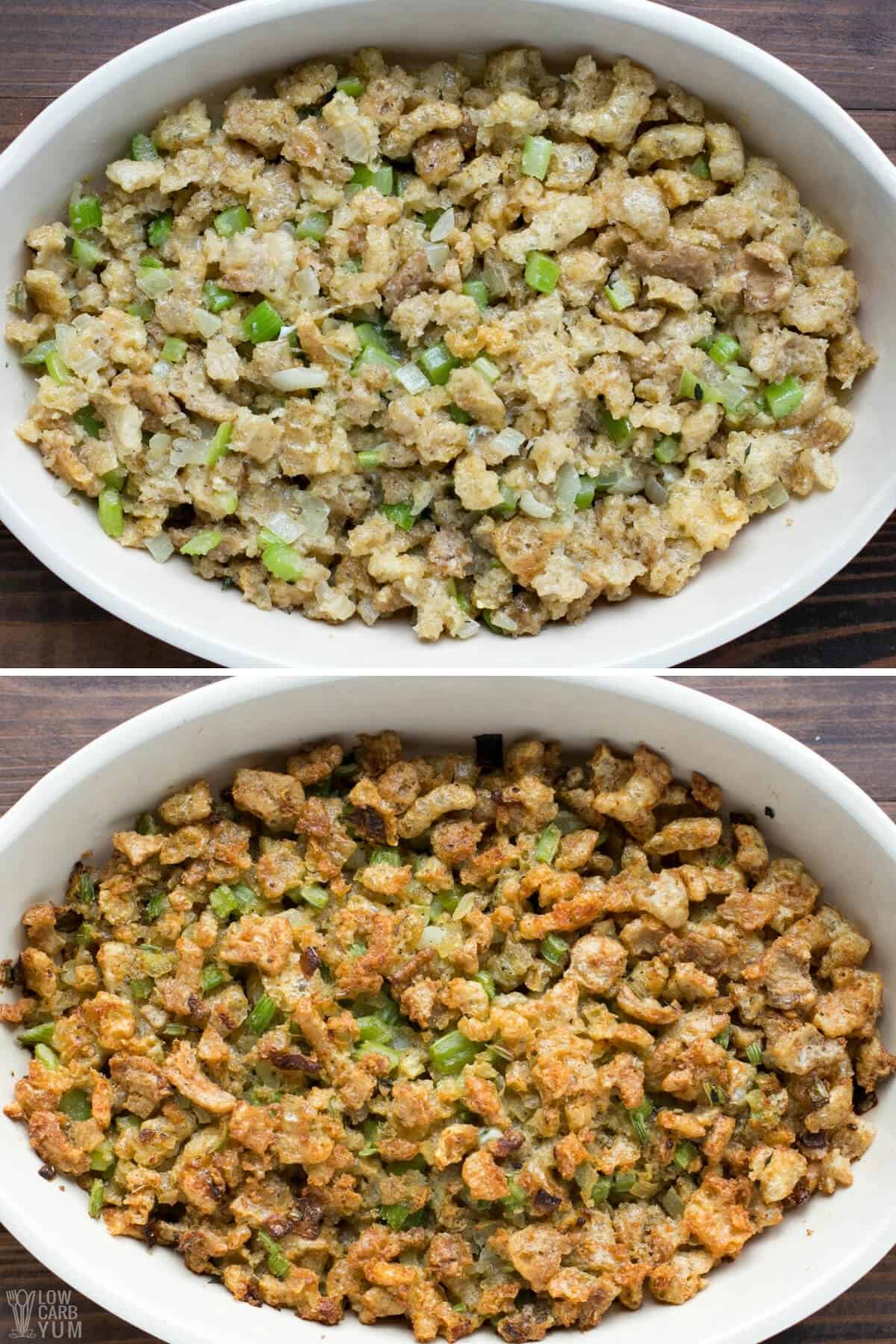 baking the stuffing in a casserole dish