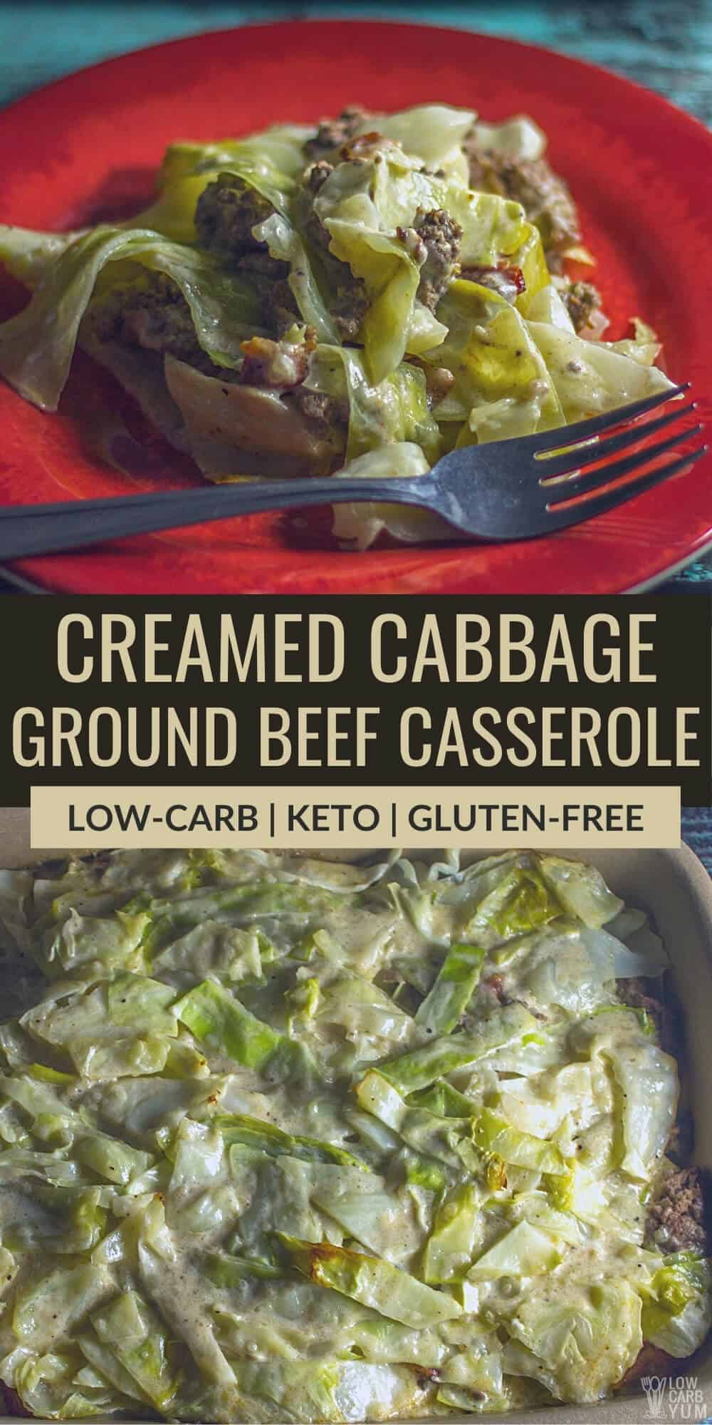 creamed cabbage ground beef casserole pinterest image