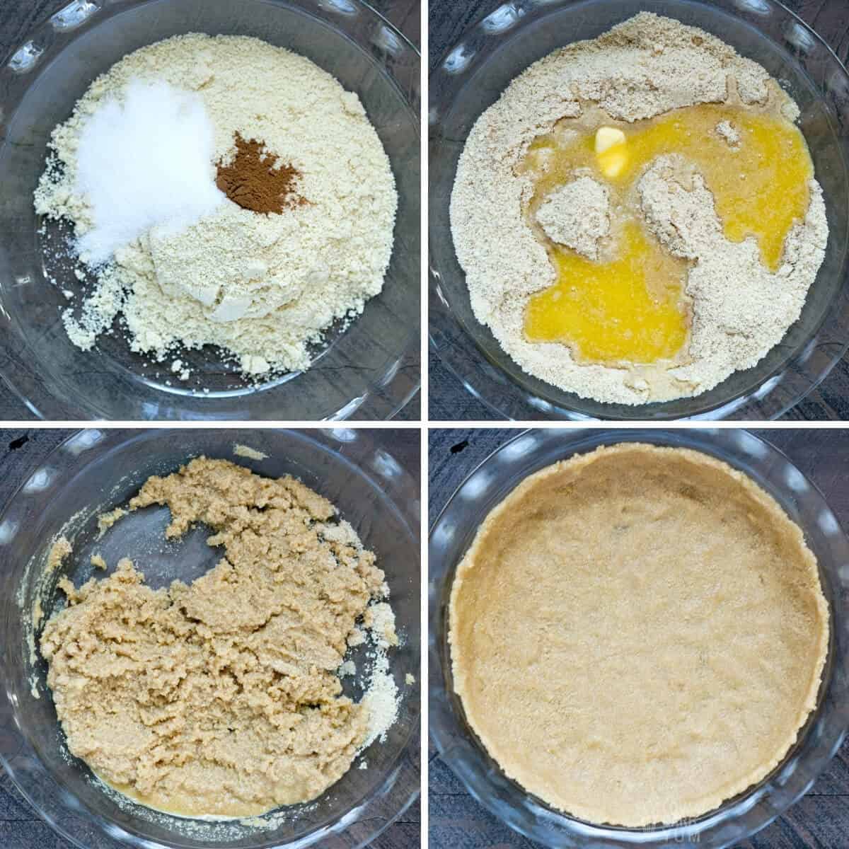 making the keto cheesecake pie crust