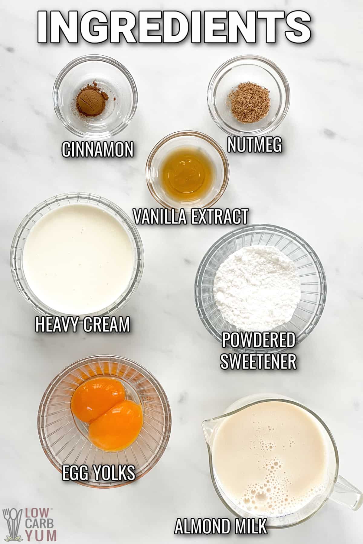 ingredients for sugar-free keto eggnog recipe