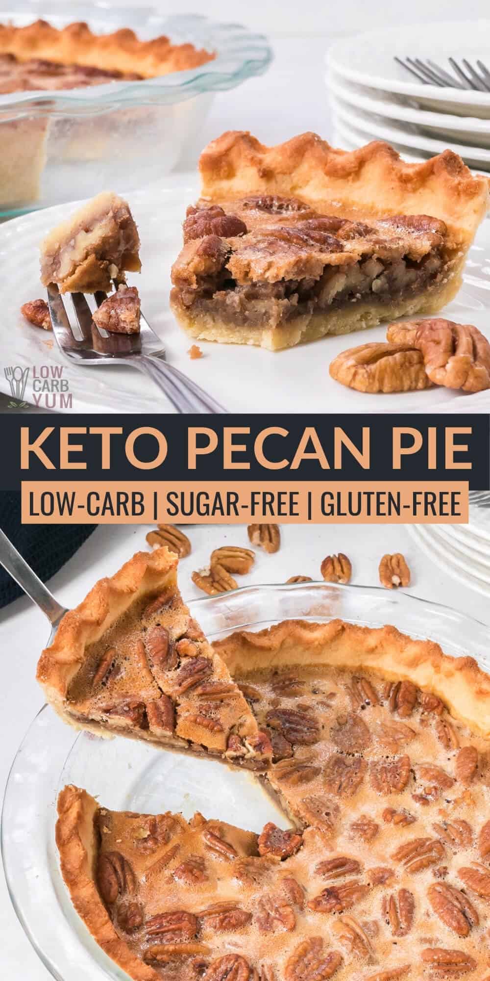 keto sugar free pecan pie pinterest image