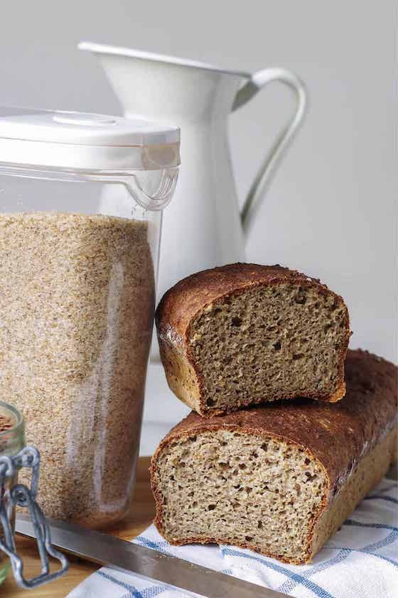 psyllium husk seed bread loaf with husks