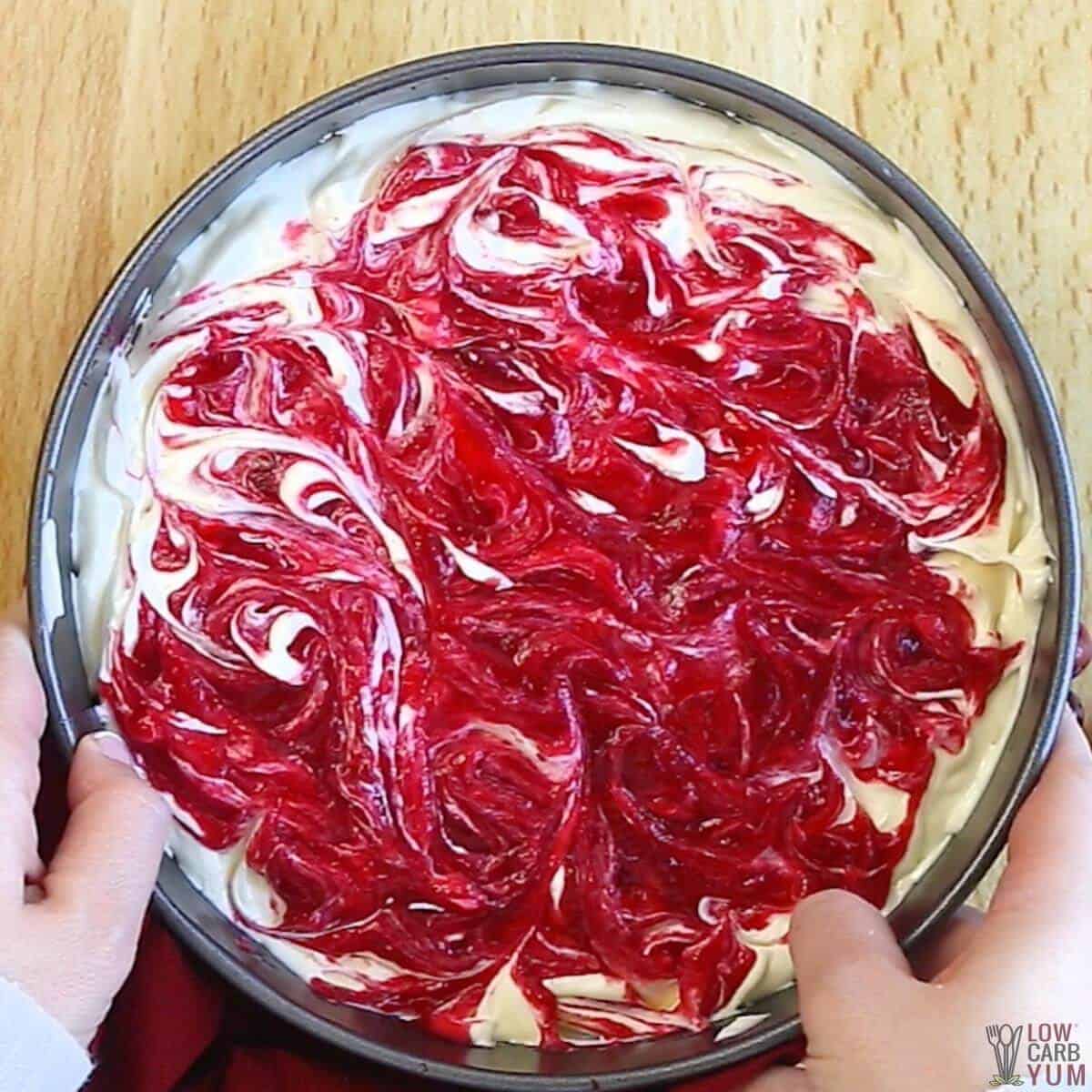 a berry dessert in a springform pan