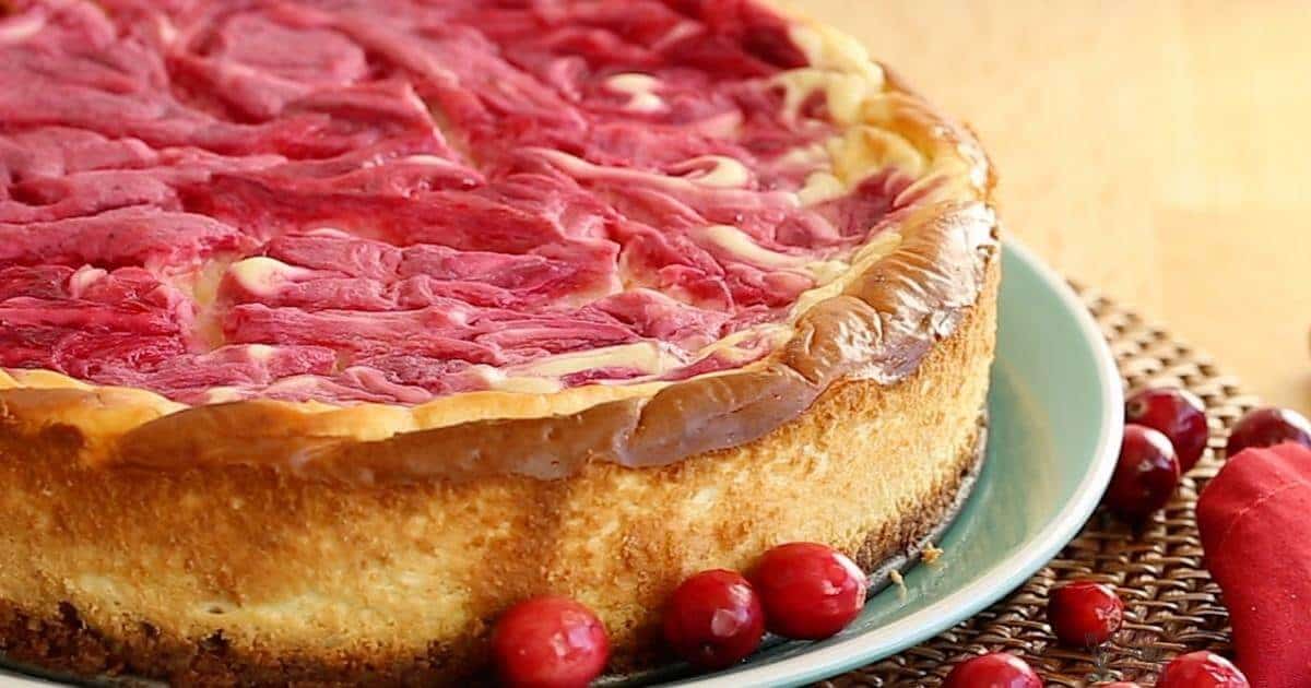 Cranberry Swirl Cheesecake (Gluten-Free, Keto)