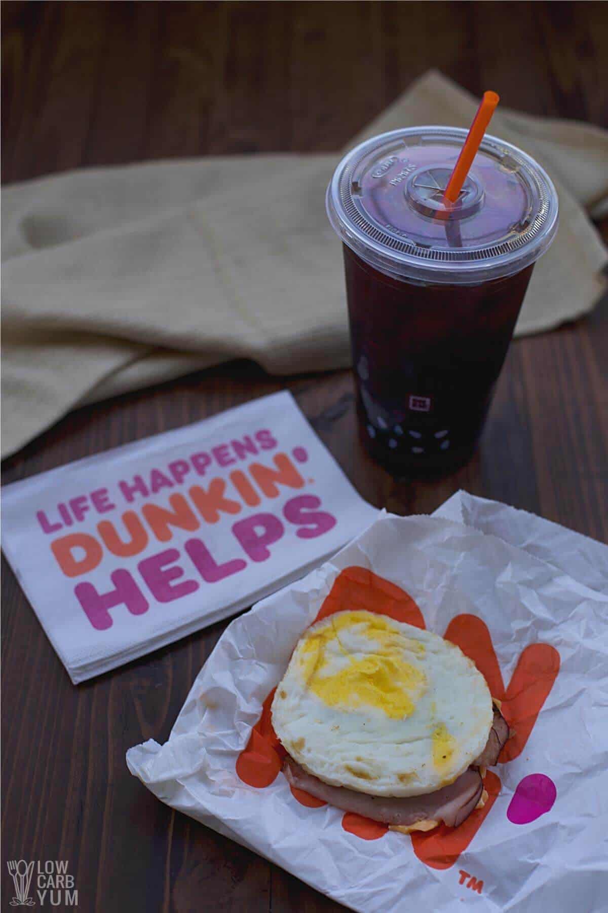 dunkin cold brew with egg and turkey