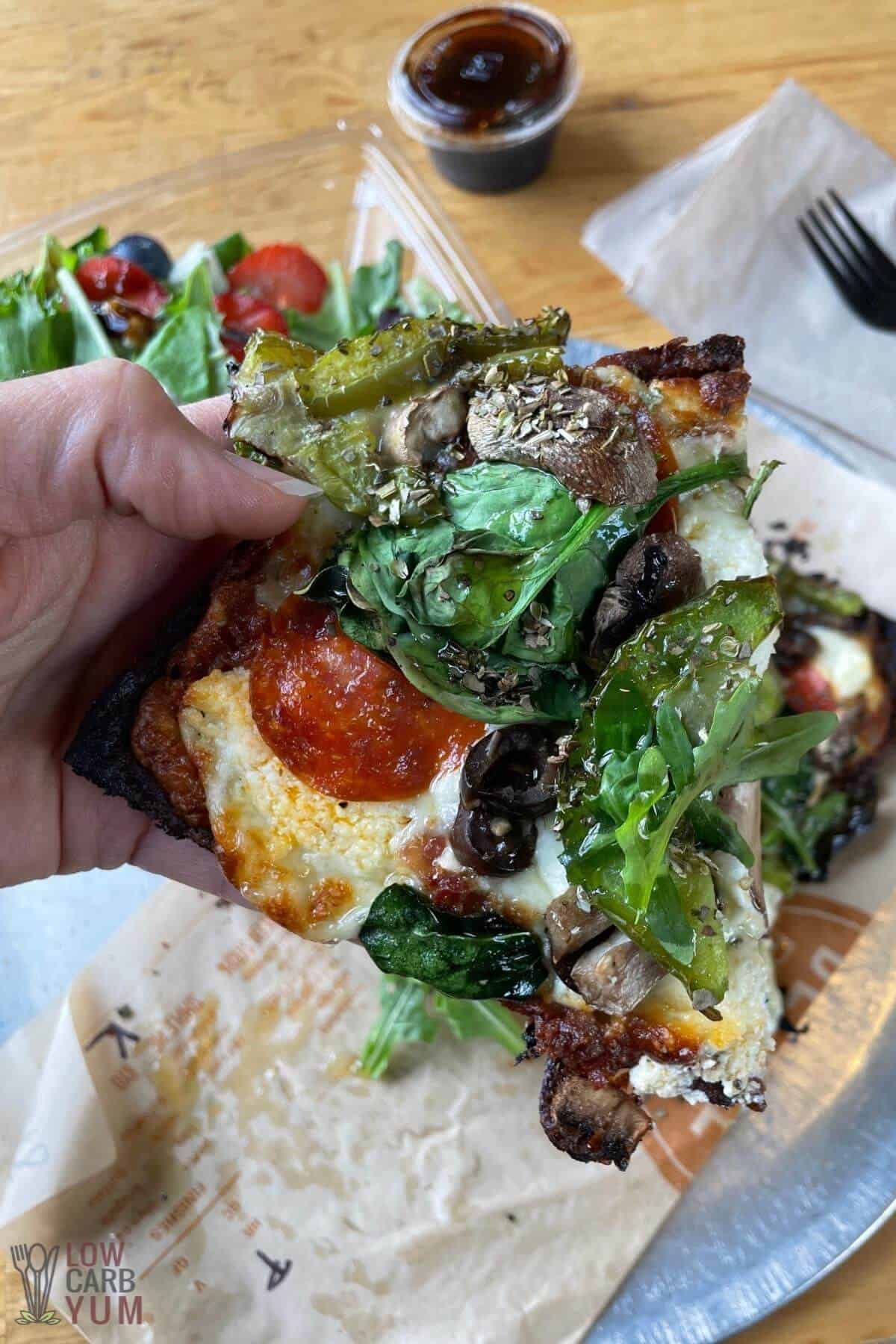 closeup of pizza slice