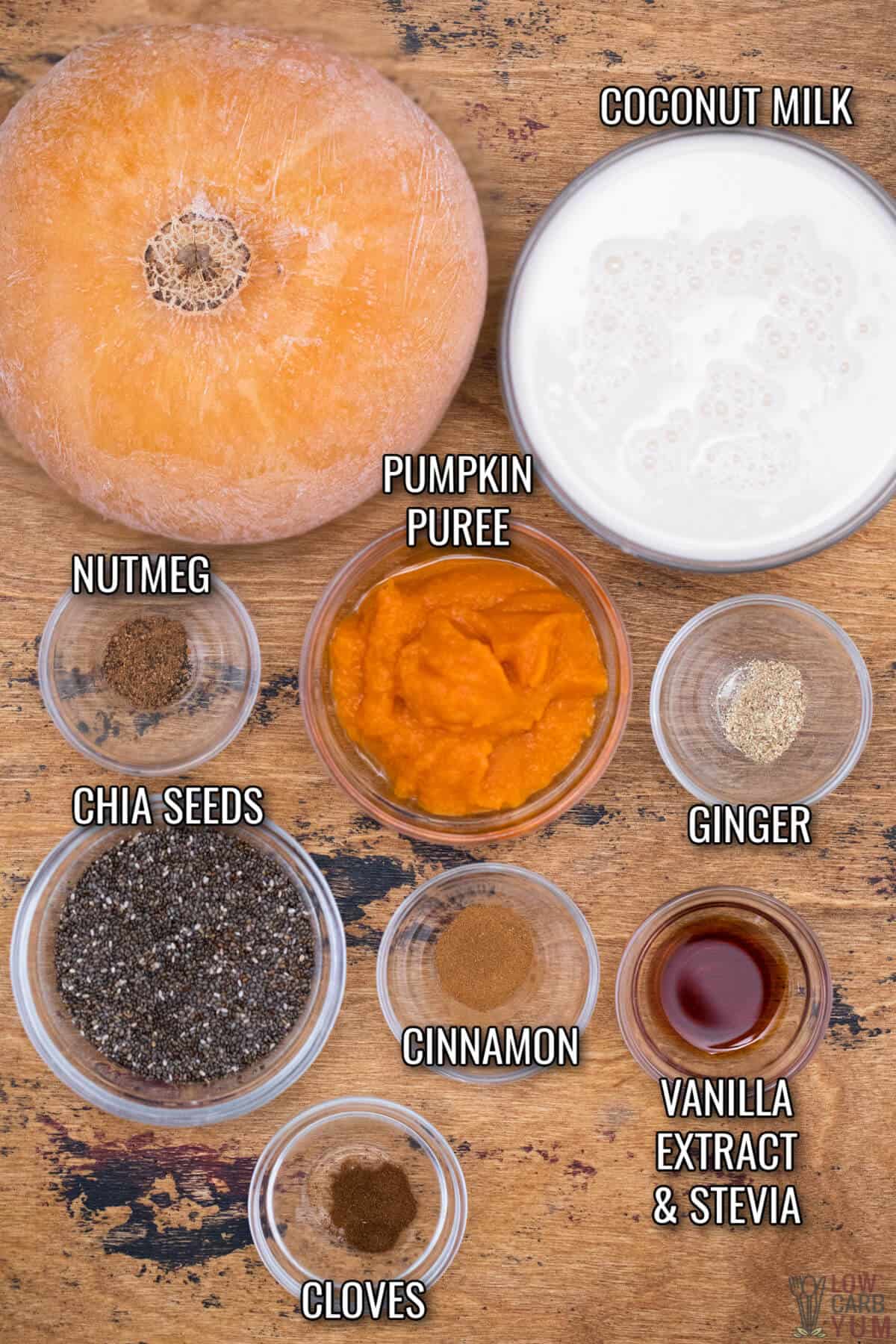 ingredients for pumpkin chia pudding recipe