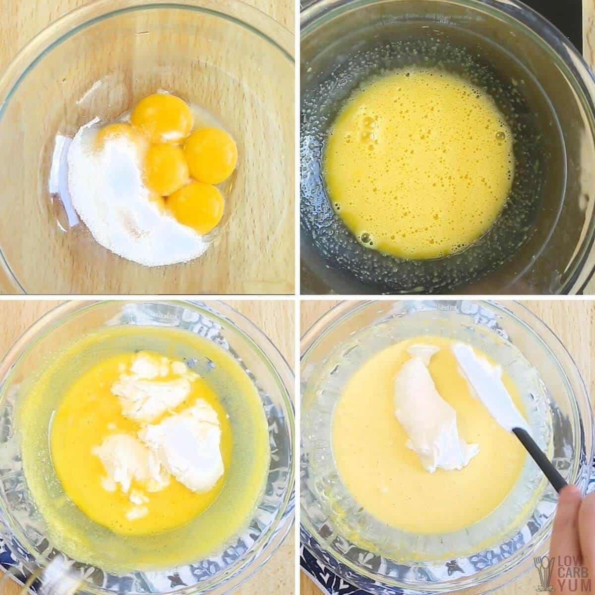 preparing the custard