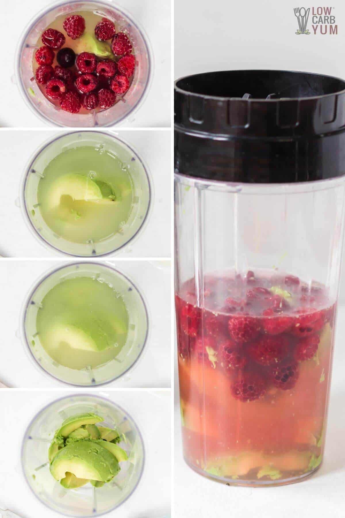 adding smoothie ingredients to blender