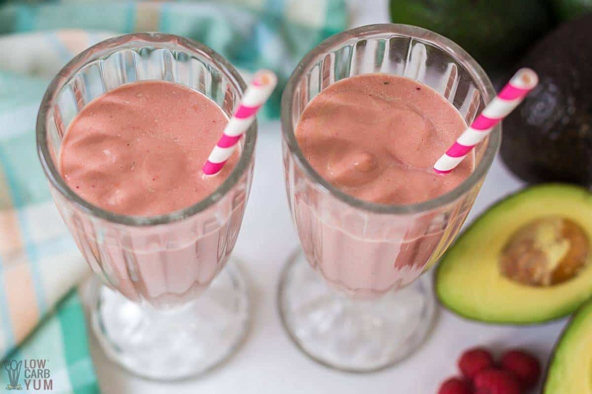 berry avocado smoothies from top