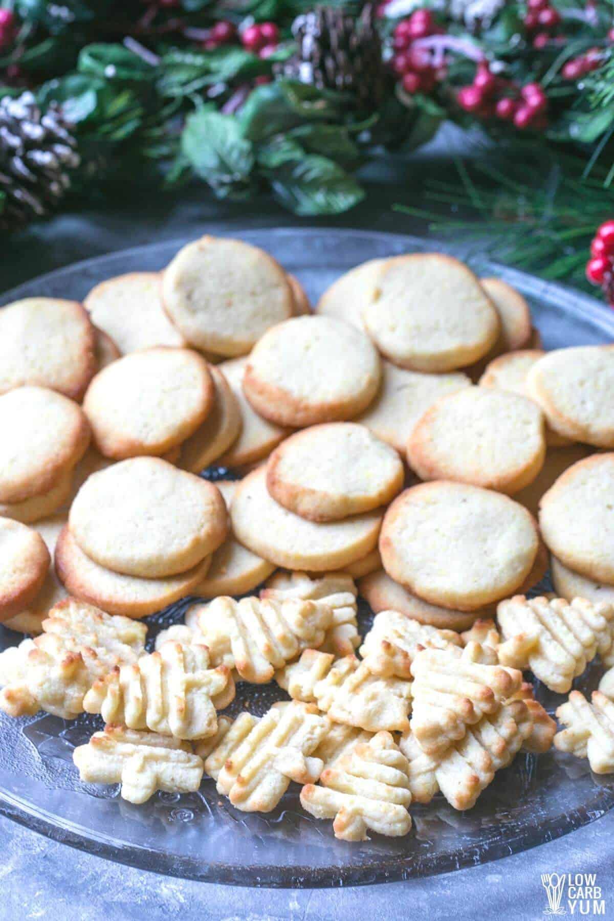 cream cheese cookies on holiday platter