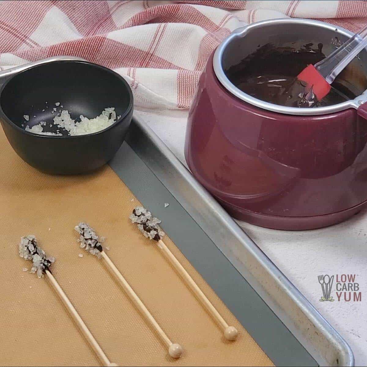 Hot Chocolate Stirrers: Dark Chocolate + Peppermint – Wooden