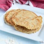 keto coconut flour tortillas on white square plate