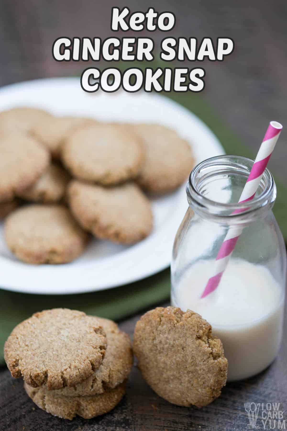 keto ginger snaps cookie recipe featured image with text overlay